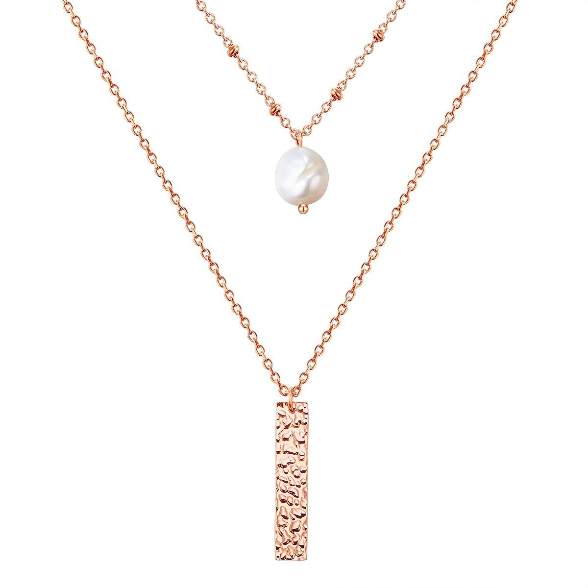 Valero Pearls Edelstahlkette roségold, mit Süßwasser-Zuchtperle