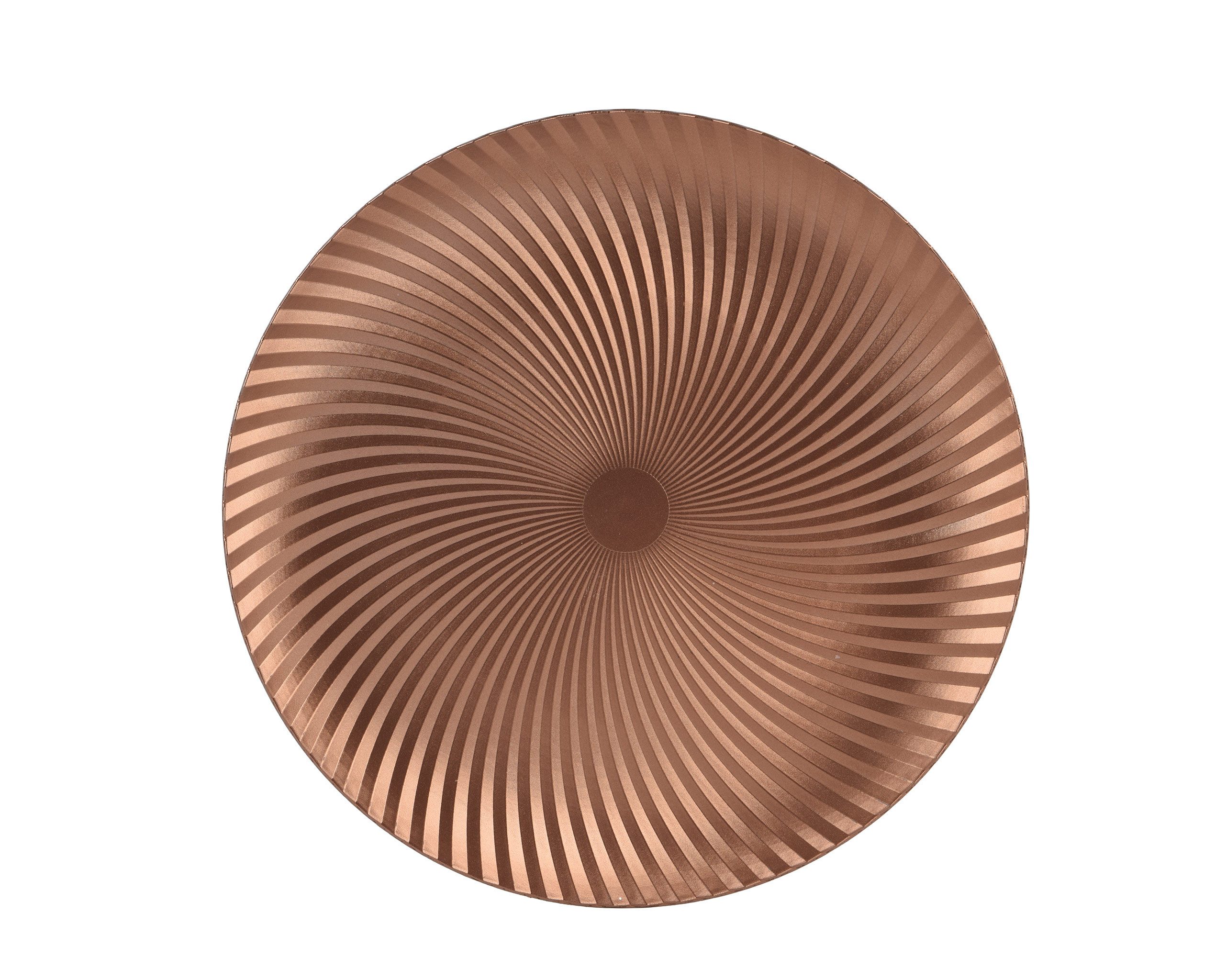 Kaemingk Dekoteller, Dekoteller 33cm Kunststoff Spiralmuster Brandy