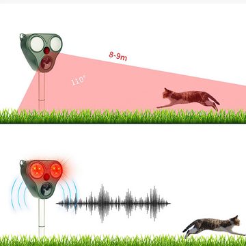 Welikera Ultraschall-Tierabwehr Tiervertreiber mit PIR-Bewegungssensor, Alarm und Blitzlichtern