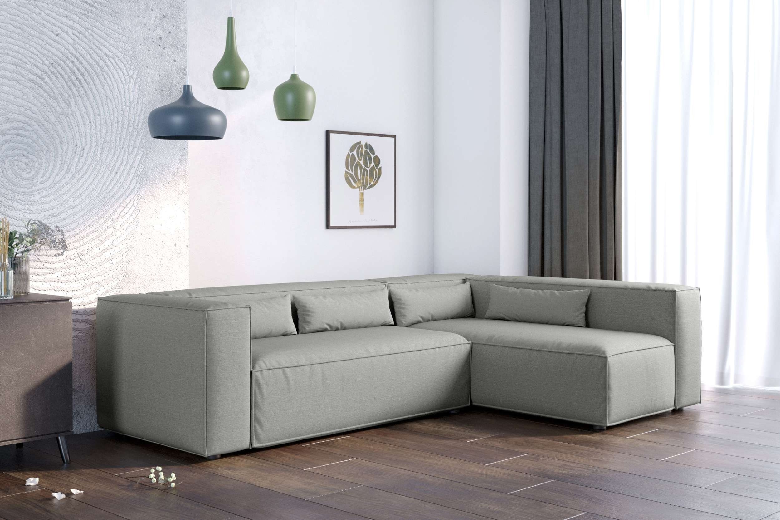 Stylefy Ecksofa Floren, L-Form, Wellenfederung, Eckcouch, Metall, mit Modern im bestellbar, stellbar, Design links mane oder rechts frei Raum