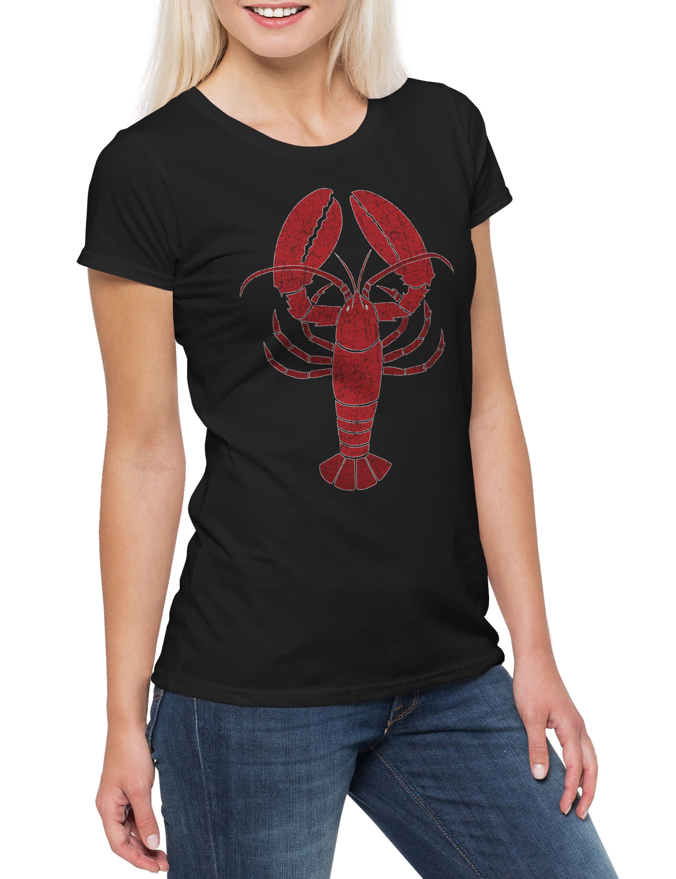 Urban Backwoods Print-Shirt Lobster Damen T-Shirt Hummer Krebs Garnele American Hunting Tradition (1-tlg) Angeln Fischen Fishing