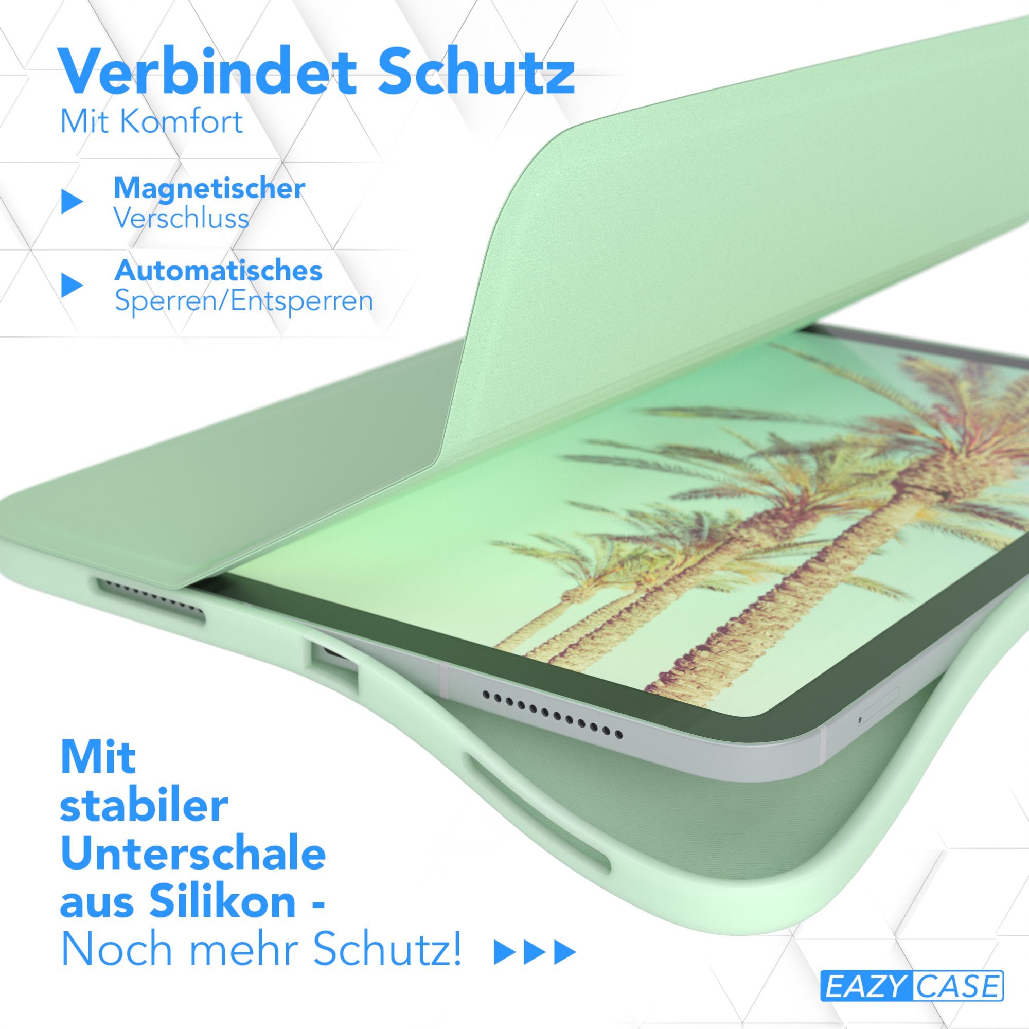 EAZY CASE Tablet-Hülle Penholder Smartcase für Apple iPad 2025 (11. Gen) 11 Zoll, Klapptasche Anti-Kratz Smartcase Standfunktion Tabletcase Mint Grün