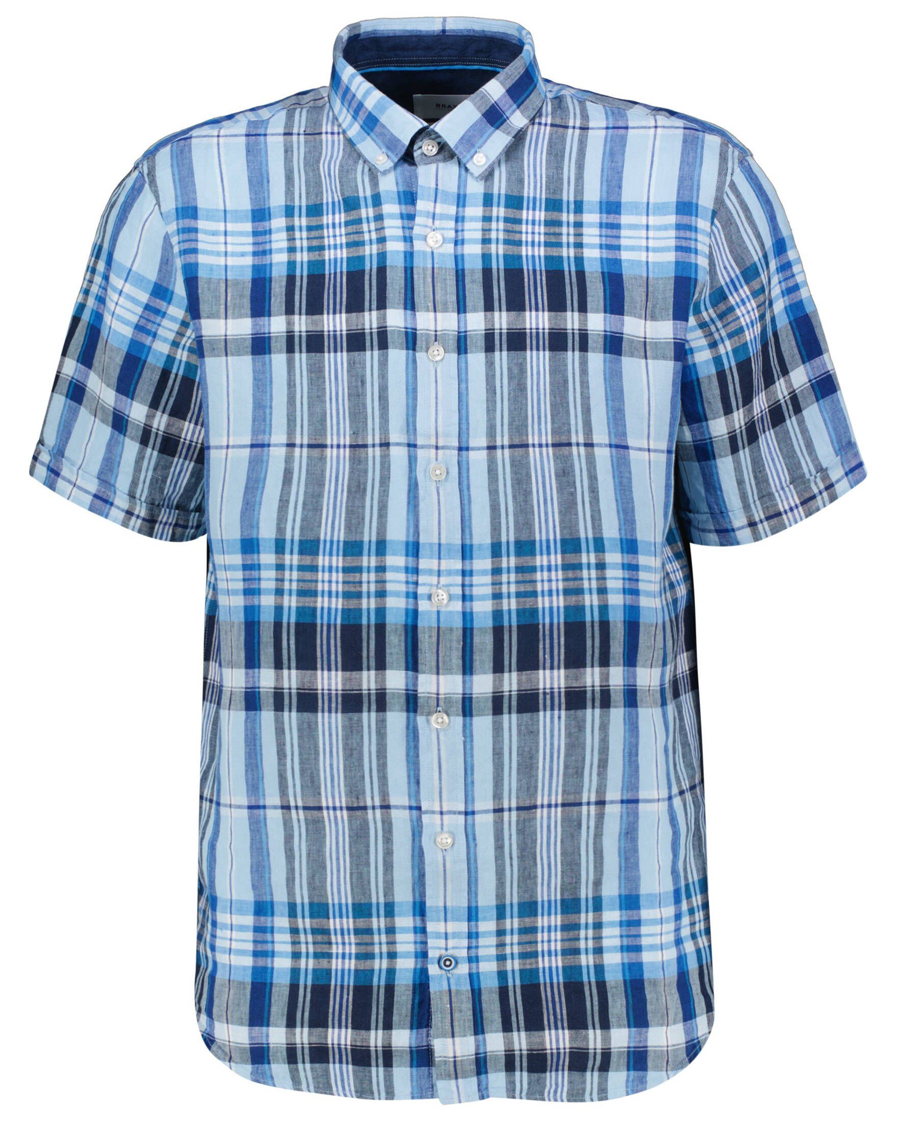 DAN blau Modern Fit Langarmhemd Herren (51) Brax (1-tlg) Kurzarm Hemd