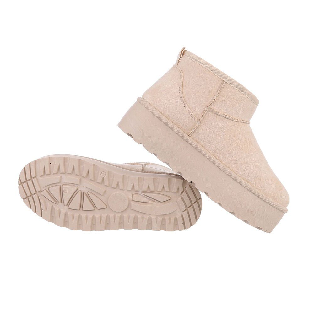 Ital-Design Damen Snowboots Freizeit Snowboots Plateaustiefeletten Snowboots (84338281) Flach Plateaustiefeletten in Beige