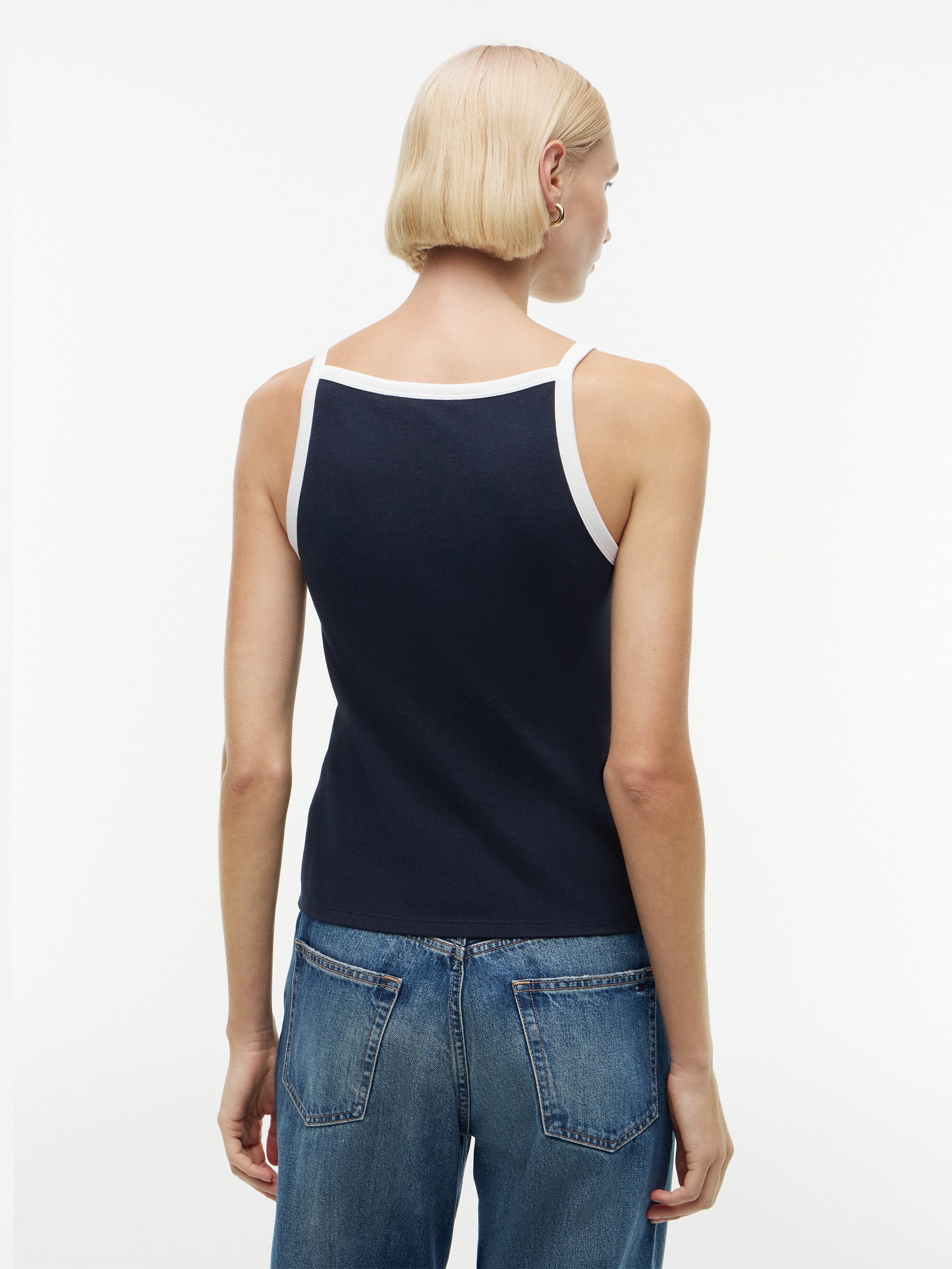 Tommy Hilfiger Trägertop TH ROUNDAL SLIM TANK TOP Materialmix, Stretch, slim fit