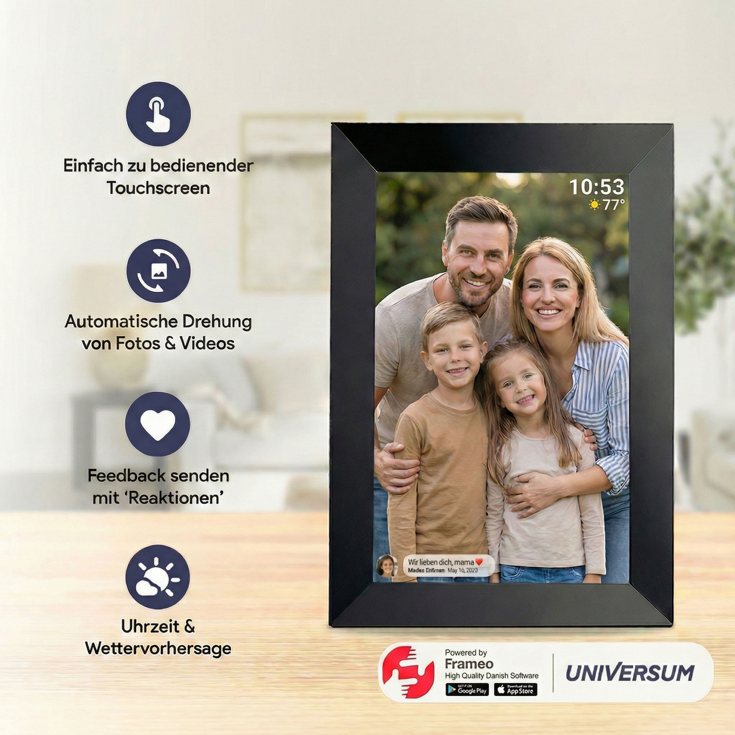 UNIVERSUM* DBR 400 Digitaler Bilderrahmen (25.65 cm/10.1 ", Digitaler Bilderrahmen, WLAN, Frameo, 10 Zoll, Videofunktion) – Bild 4 von 5