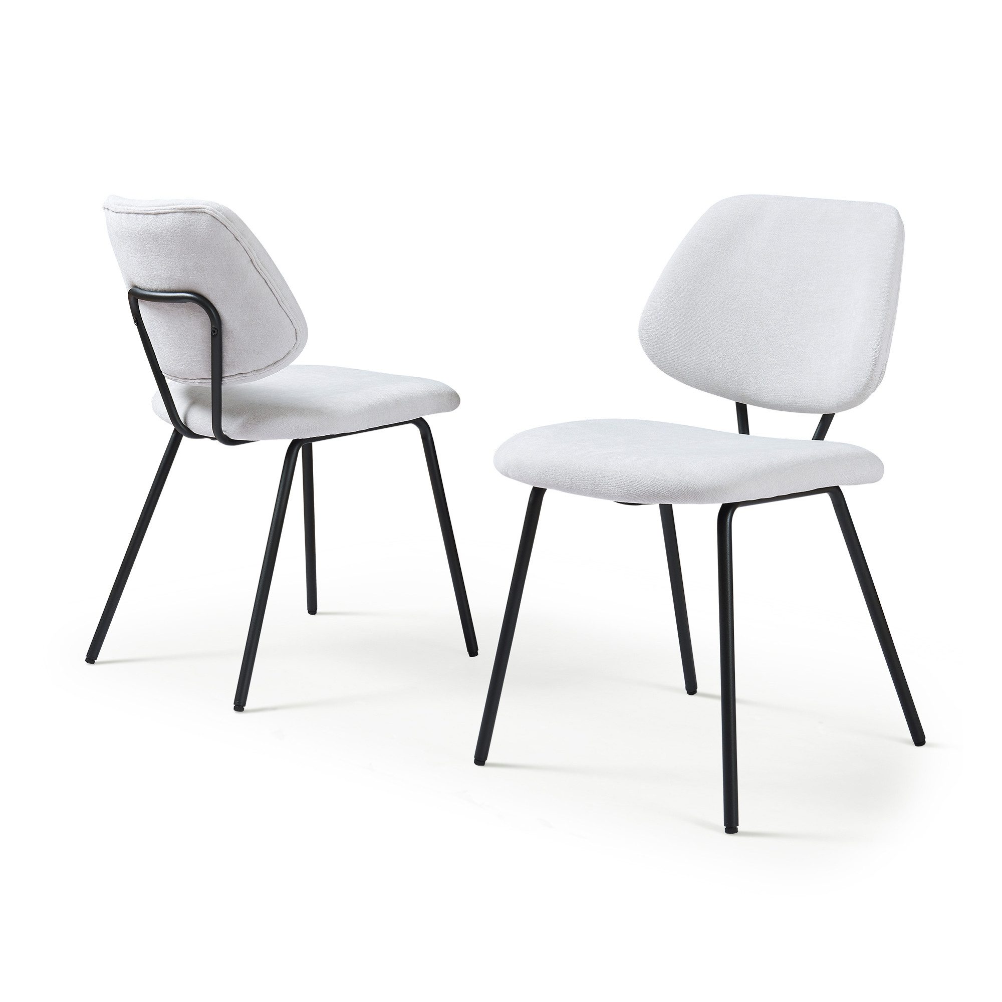 en.casa Esszimmerstuhl (Set, 2 St), »Köma« mit Metallgestell Webstoff Hellgrau