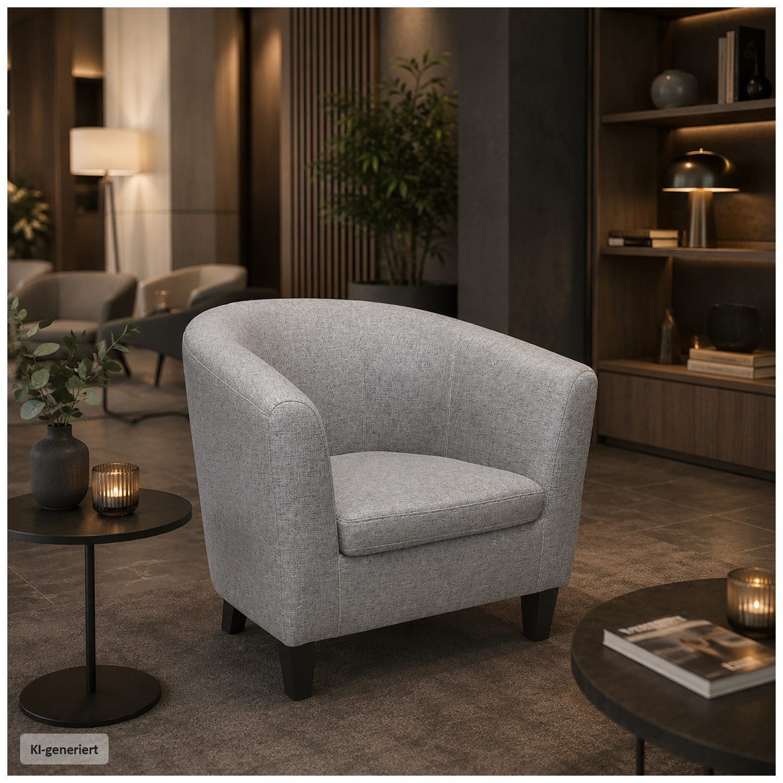 HTI-Living Cocktailsessel Clubsessel Cadogan Grau 64 x 70 x 70 cm bis 140 kg (1 Stück, 1-St), gemütliche Sitzhöhe