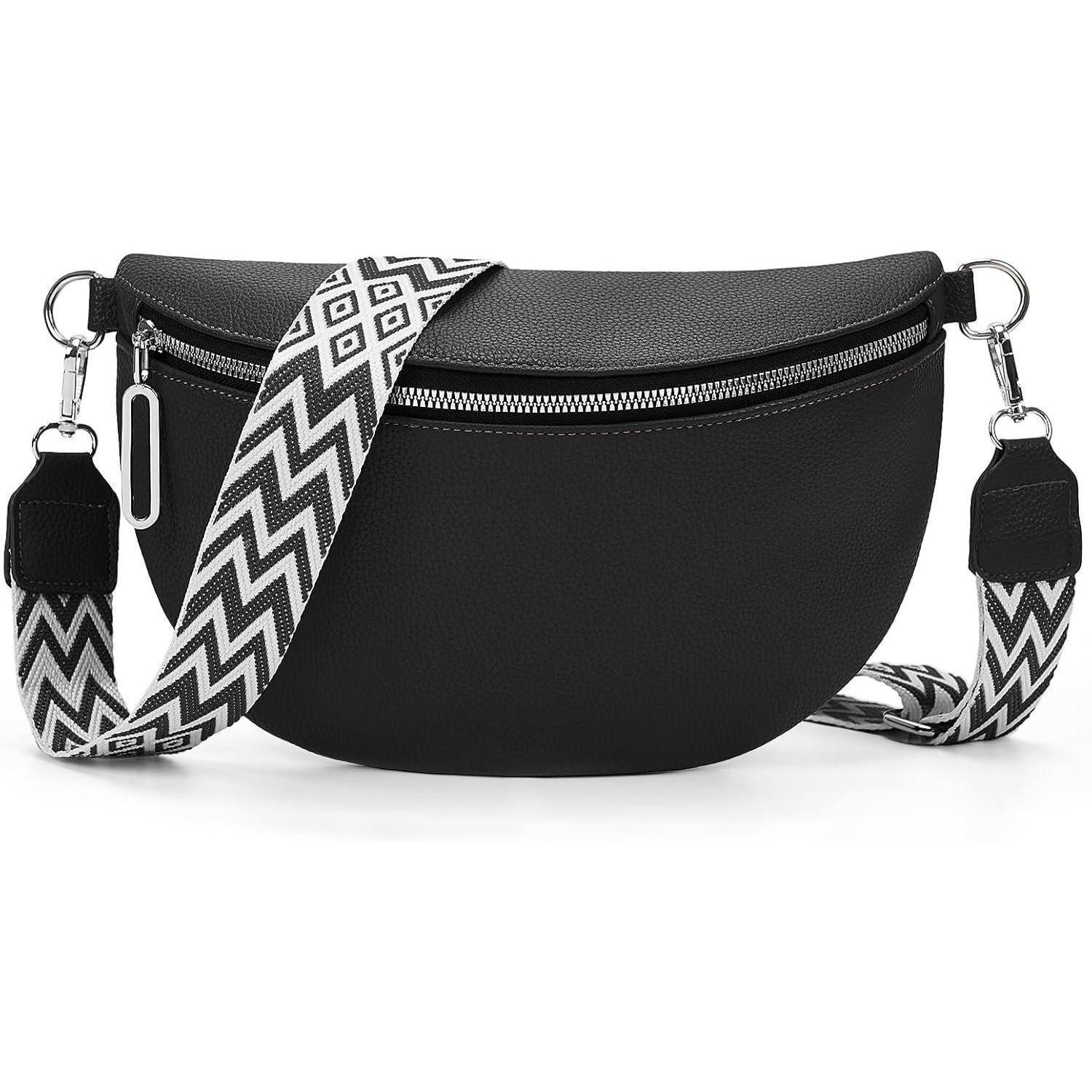 LuxusKollektion Bauchtasche Bauchtasche Damen Leder Crossbody, Umhängetasche Schwarz Reisen