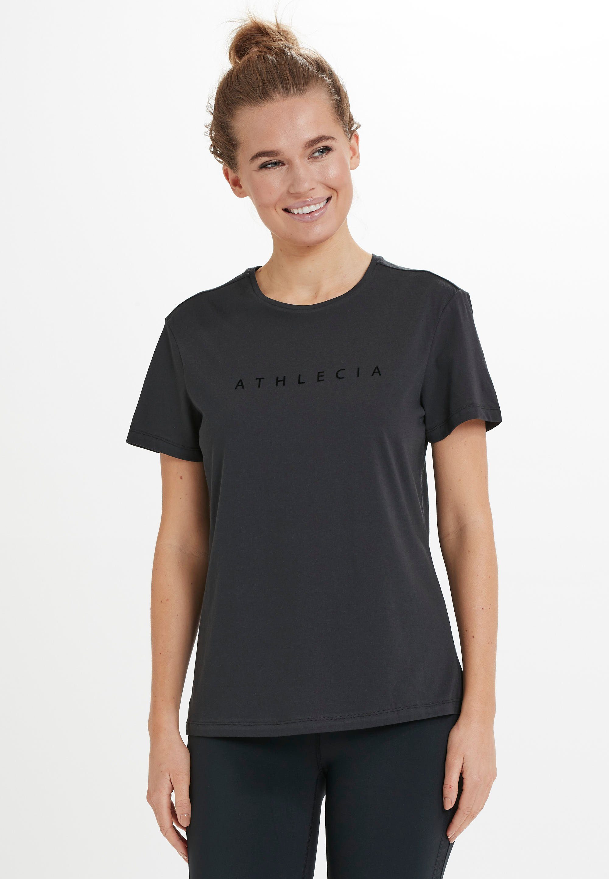 ATHLECIA Funktionsshirt KATTY W Slub Tee (1-tlg) aus Baumwolle und Recycling-Polyester anthrazit