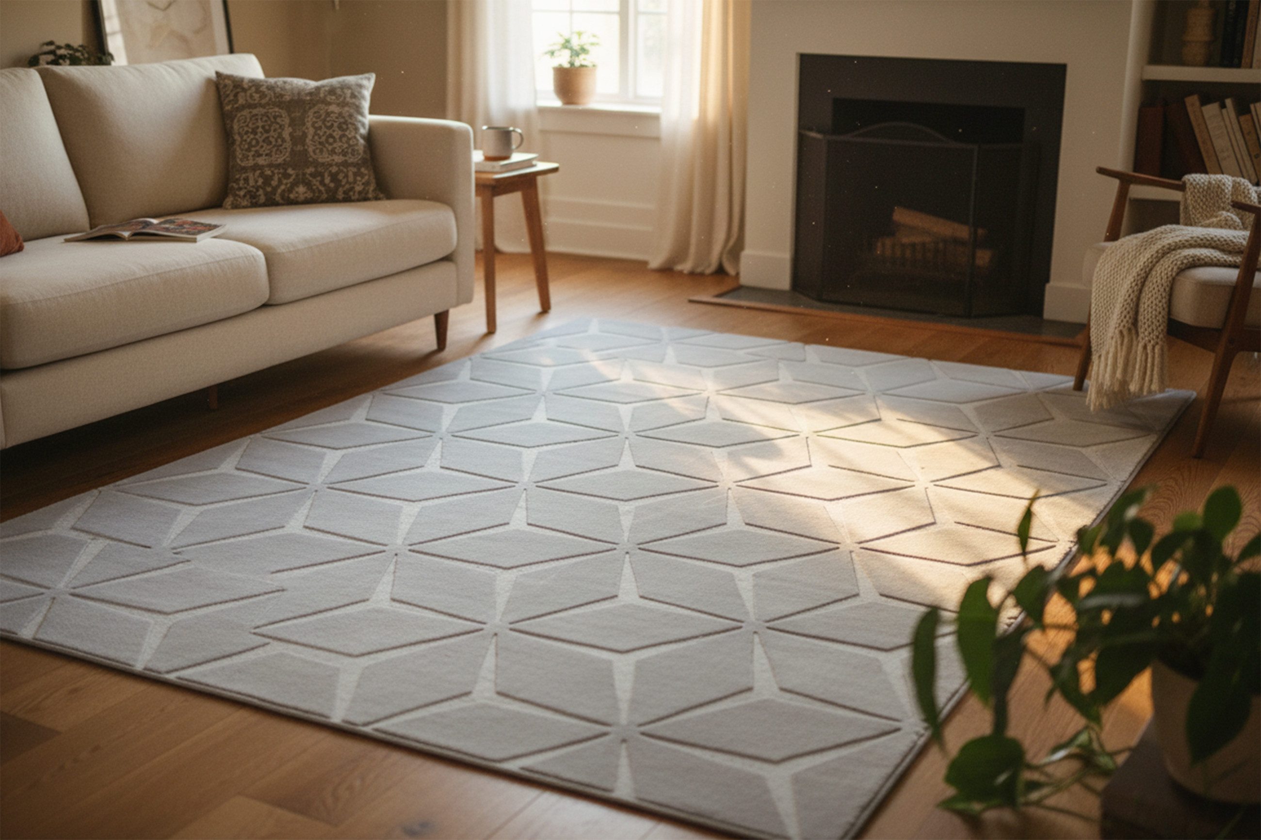 Kayoom Teppich Calma 225, rechteckig, Höhe: 10 mm, Kurzflor, 3-D Optik, Wohnzimmer
