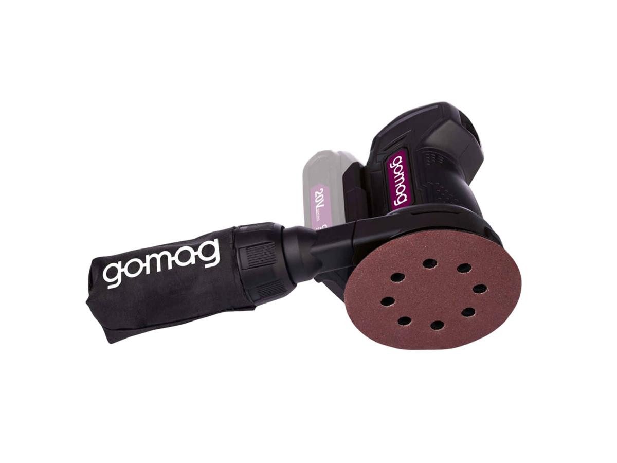 Gomag Akku-Exzenterschleifer GO-EXS125, max. 12000 U/min, 24000 U/min, (Set, 6 tlg., ohne Akku und Ladegerät), inkl. 4 Schleifblätter, Staubbeutel & Adapter für – Bild 3 von 5