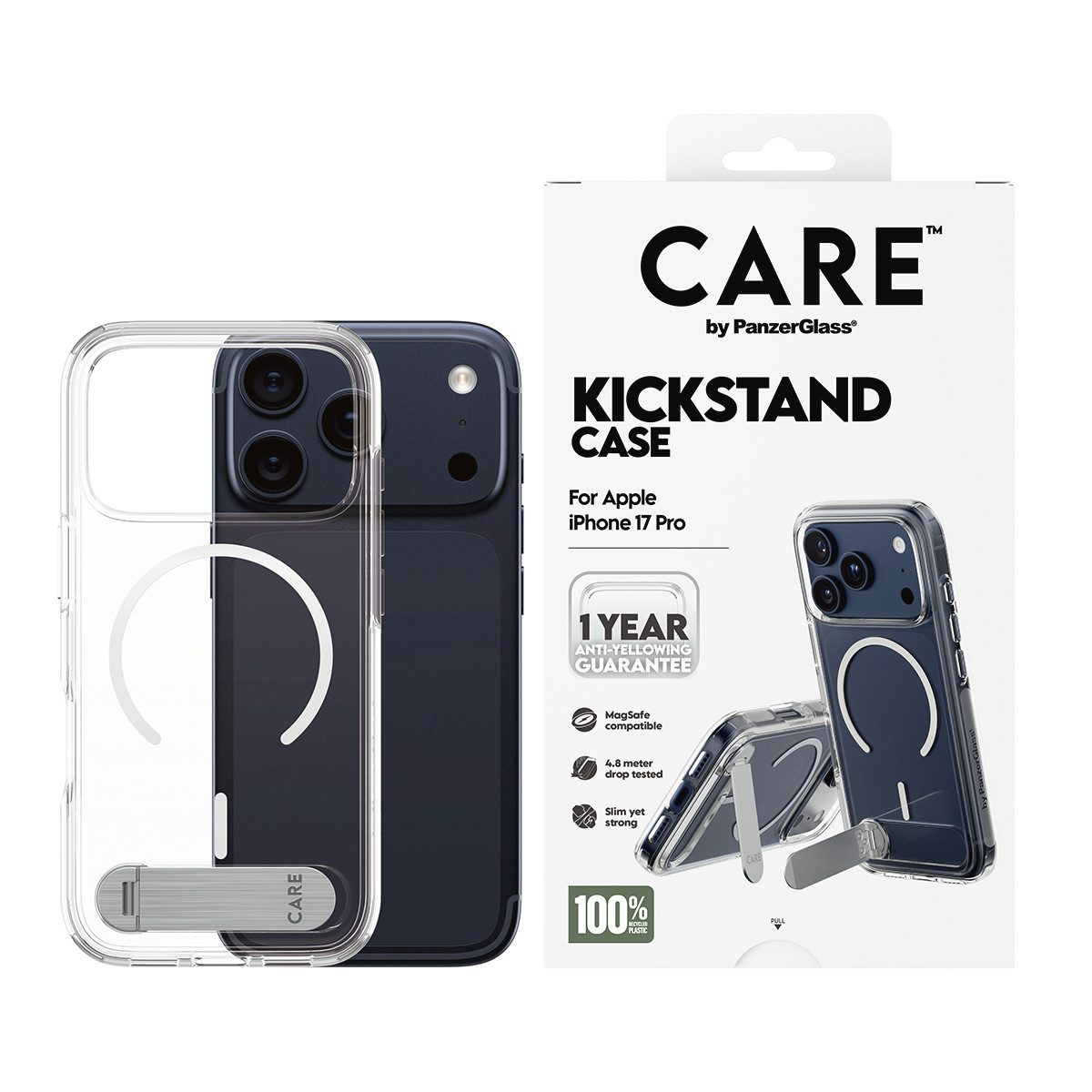 CARE by PanzerGlass Handyhülle Kickstand Case für Apple iPhone 17 Pro, Backcover, Schutzhülle, Handyschutzhülle, Case, Schutzcase, stoßfest