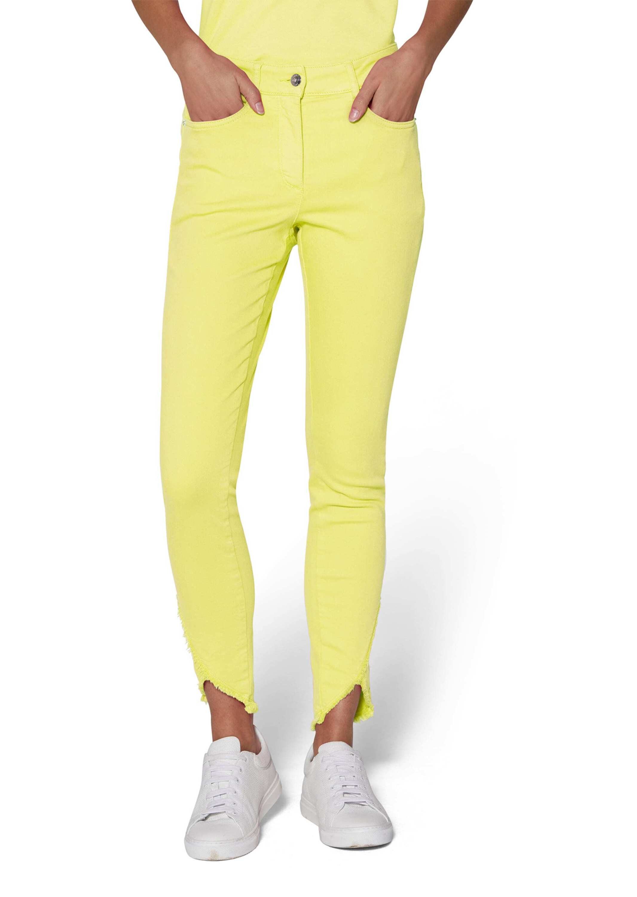 Gerade Jeans Verkürzte 5-Pocket-Hose mit Fransen