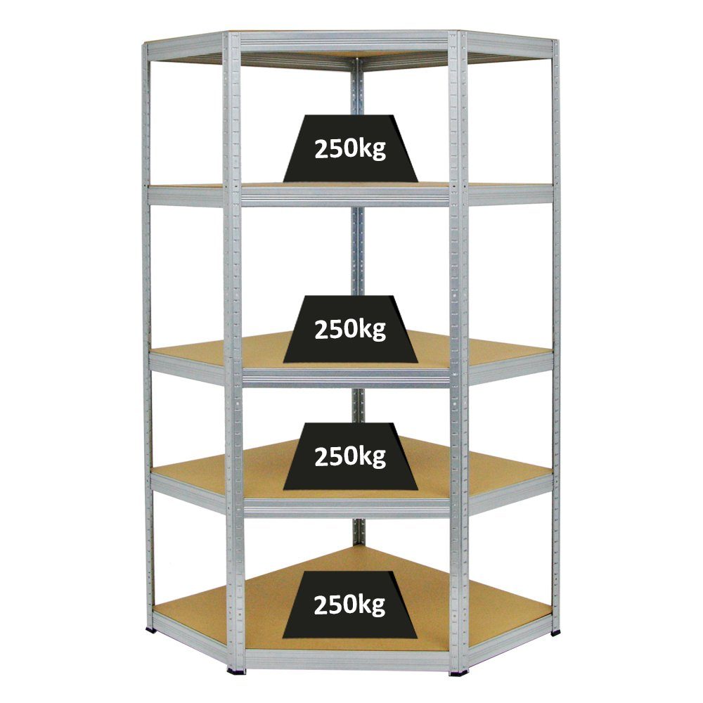 PROREGAL® Eckregal Eckregal Slim Elephant, HxBxT 180x90x45cm, Fachlast 250kg, Stabiles Eckregal für Lager Werkstatt Keller einfache Steckmontage