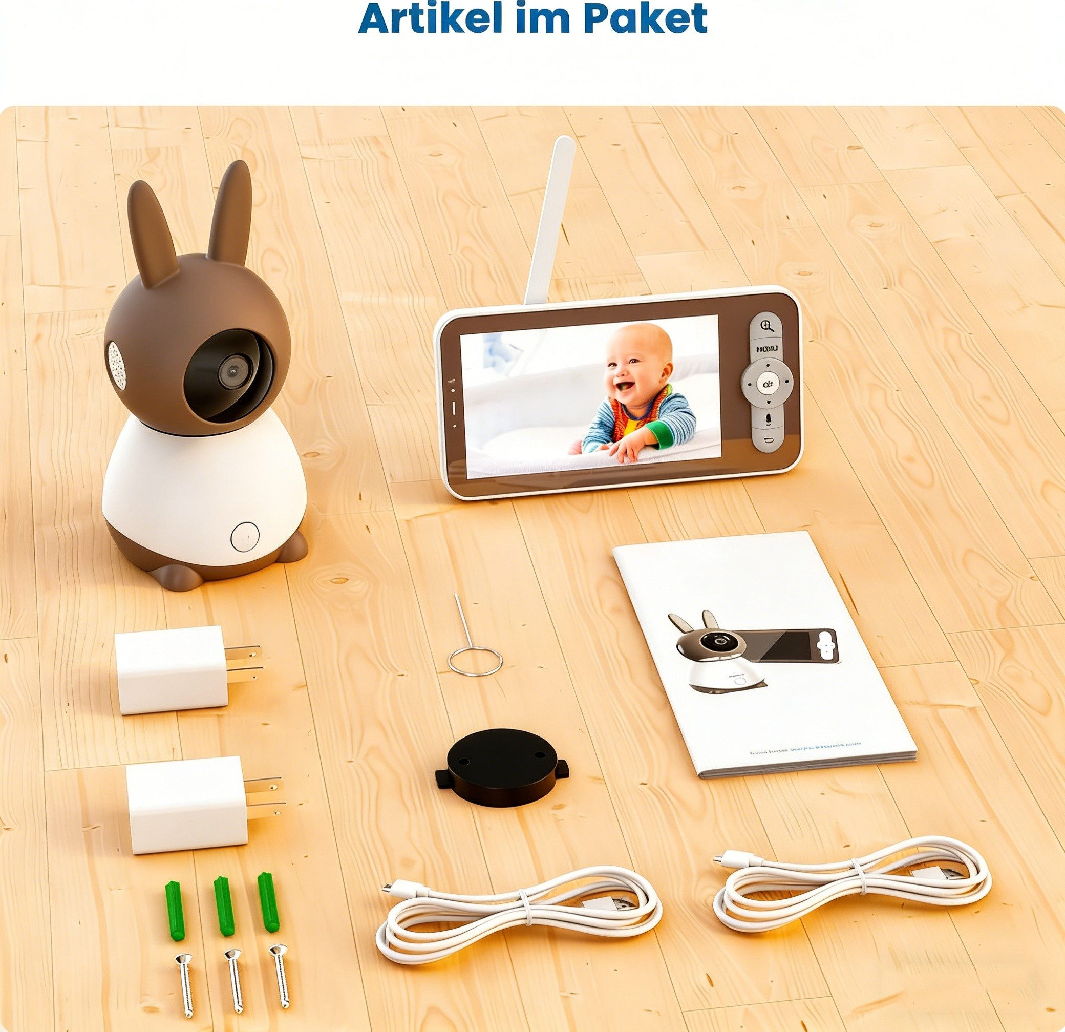 Boifun Babyphone 5 Zoll WLAN Video babyfone PTZ 355° Babyphone mit Kamera 2K/3MP, IR-Nachtsicht, Automatische Verfolgung,Temperaturanzeige, 1-tlg., Weinen/Bewegungs/Geräuscherkennung,unterstützt Mobile App Steuerung, Präzisere Warnungen,Schlafmodus&Schreierkenn,Gefahrenbereichserkennung