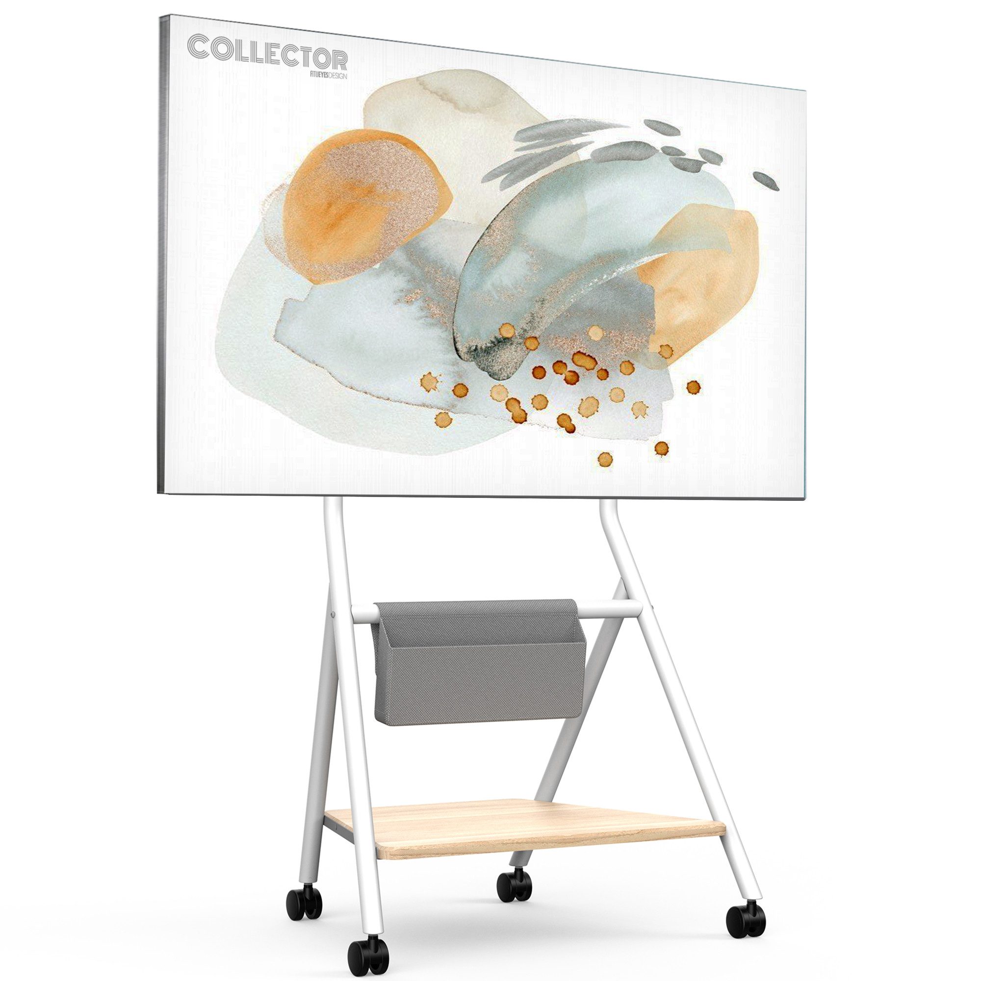 FITUEYES TV-Ständer TV-Rollwagen mit Ablagefläche, Auhbewahrungstasche, 46-65 Zoll, (bis 65,00 Zoll, höhenverstellbar, mit Kabelmanagement)