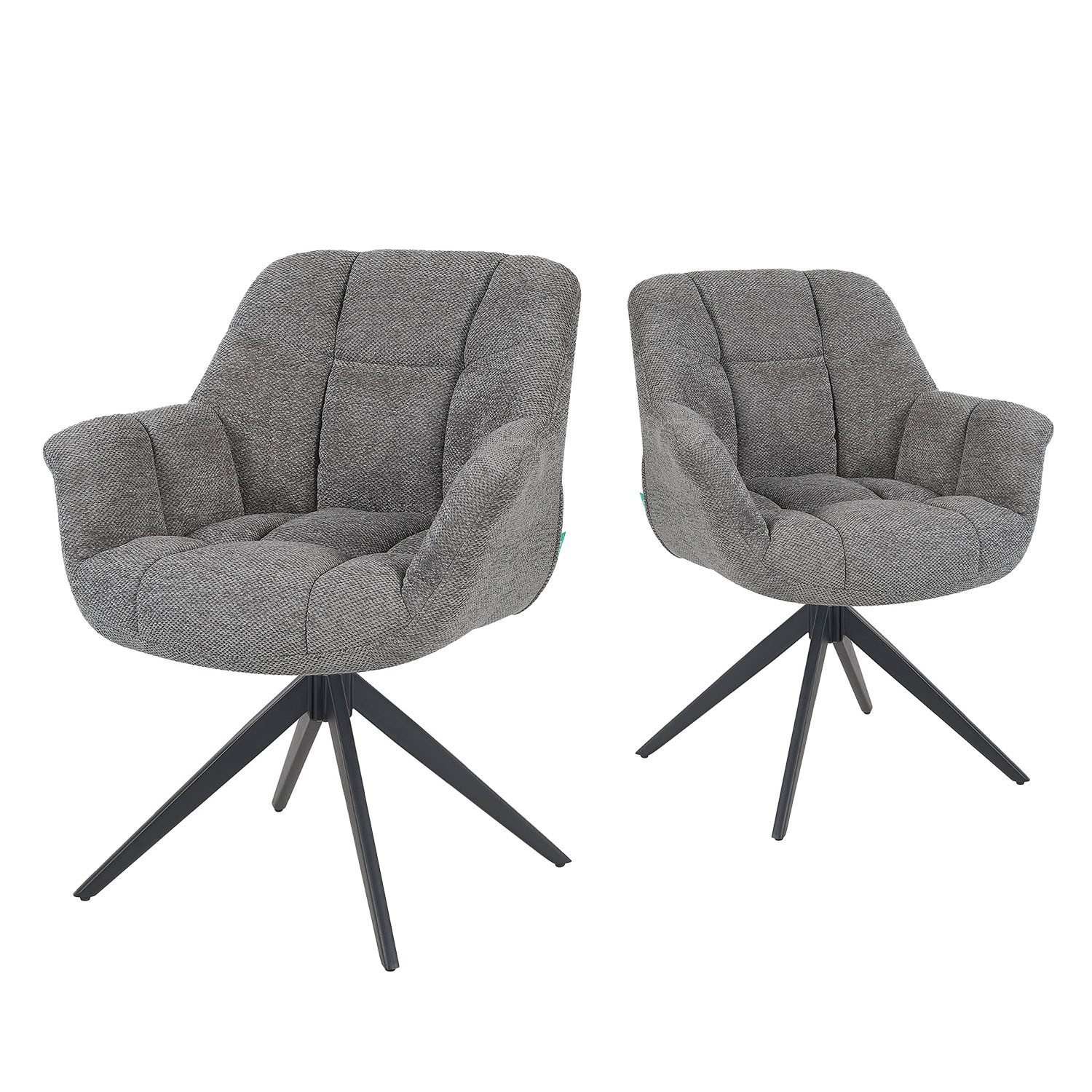 DUBI Möbel Polsterstuhl Mika-Mila, pulverbeschichtet, 360° drehbar im 2er-Set