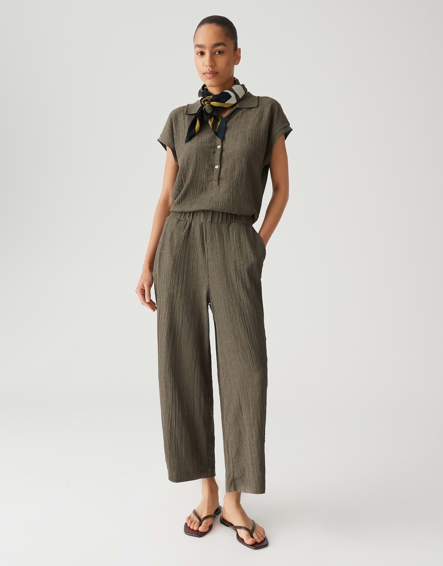 OPUS Jumpsuit MELTI POLO Relaxed in dynamischer Crash Optik