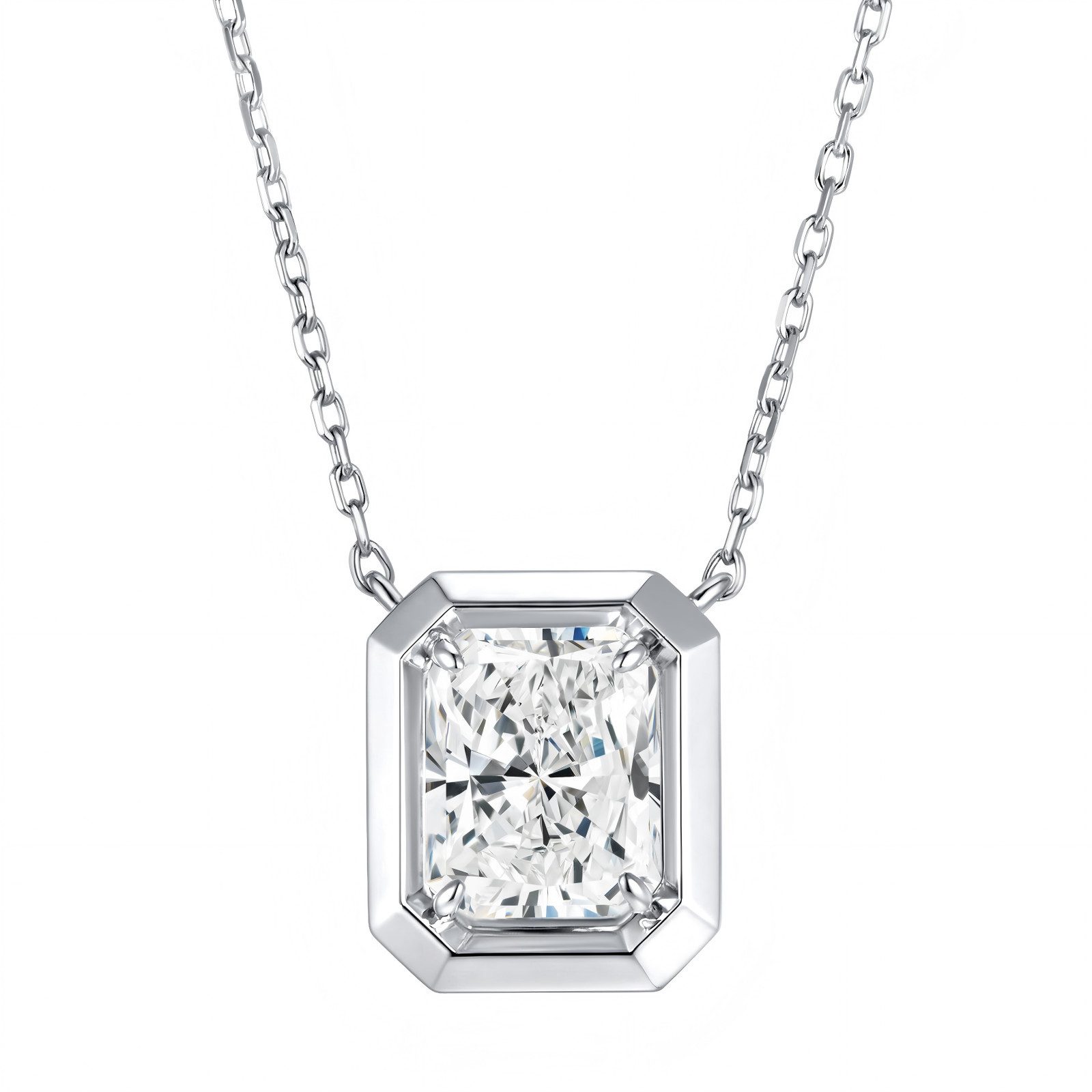 Kette mit Anhänger 2ct-Diamantkette, Damenkette aus 585er Gold, Halskette mit Anhänger