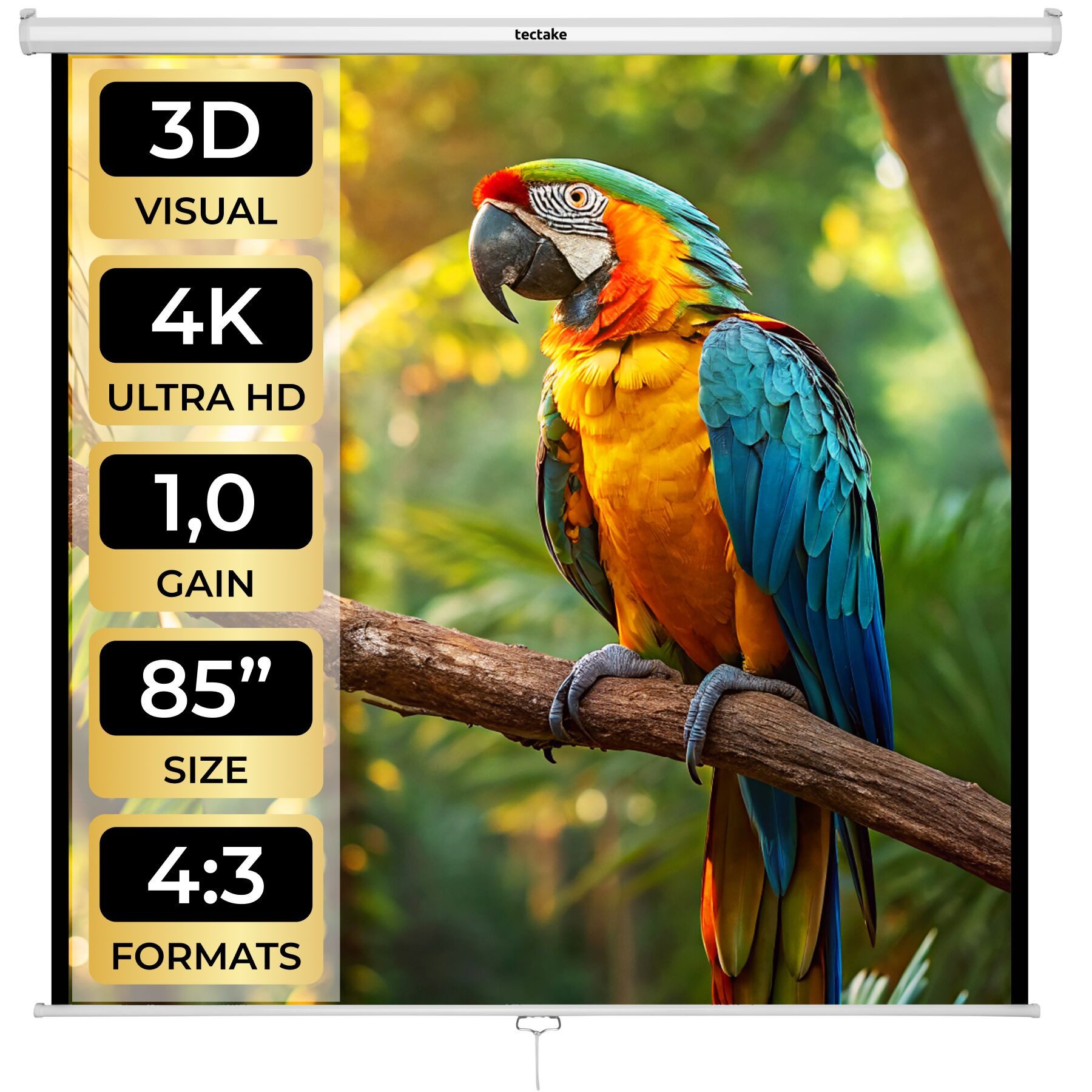 tectake Beamer-Leinwand Deckeneinbauleinwand (ausziehbar)