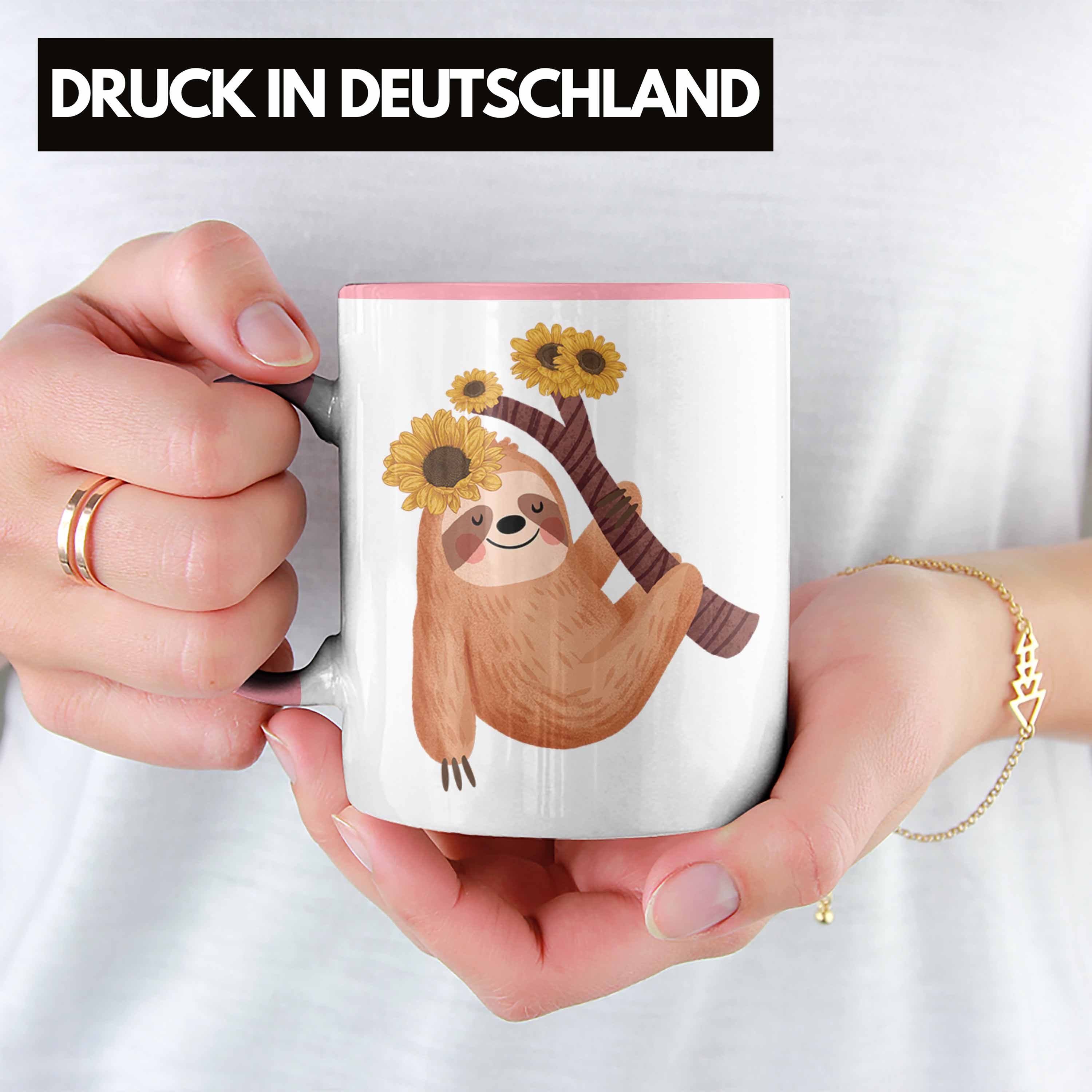 Trendation Tasse Trendation - Mädchen Rosa Tasse Ballong Coole Geschenkidee Faultier Grafik Jungs Geschenk Süße