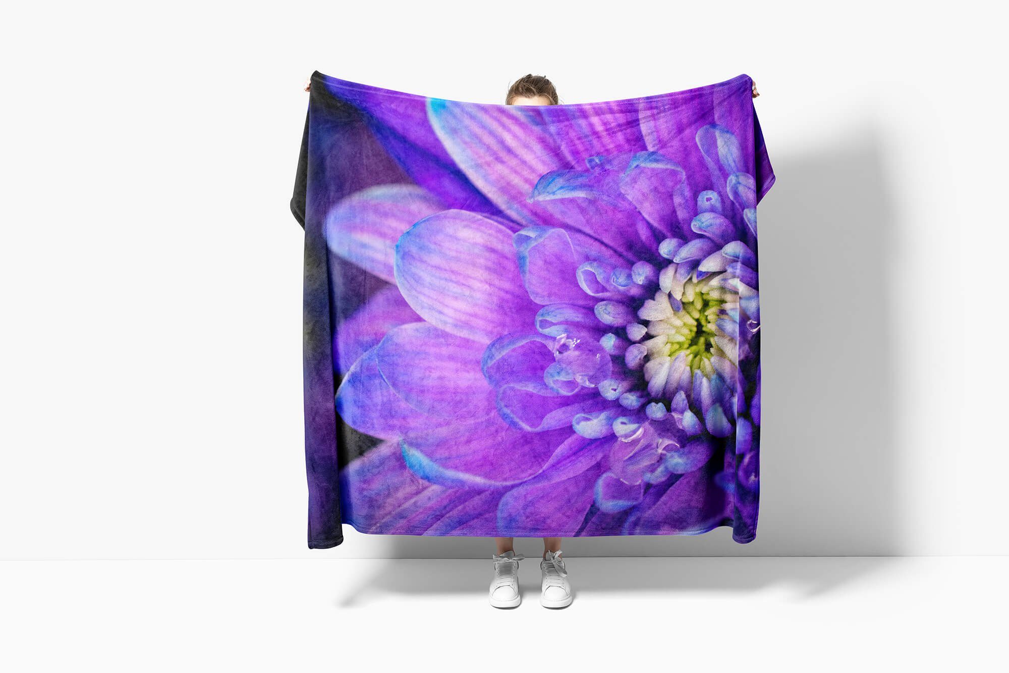 Sinus Blüte (1-St), Handtücher Fotomotiv Handtuch Blume Art Makrof, Baumwolle-Polyester-Mix Saunatuch Strandhandtuch Kuscheldecke Handtuch mit
