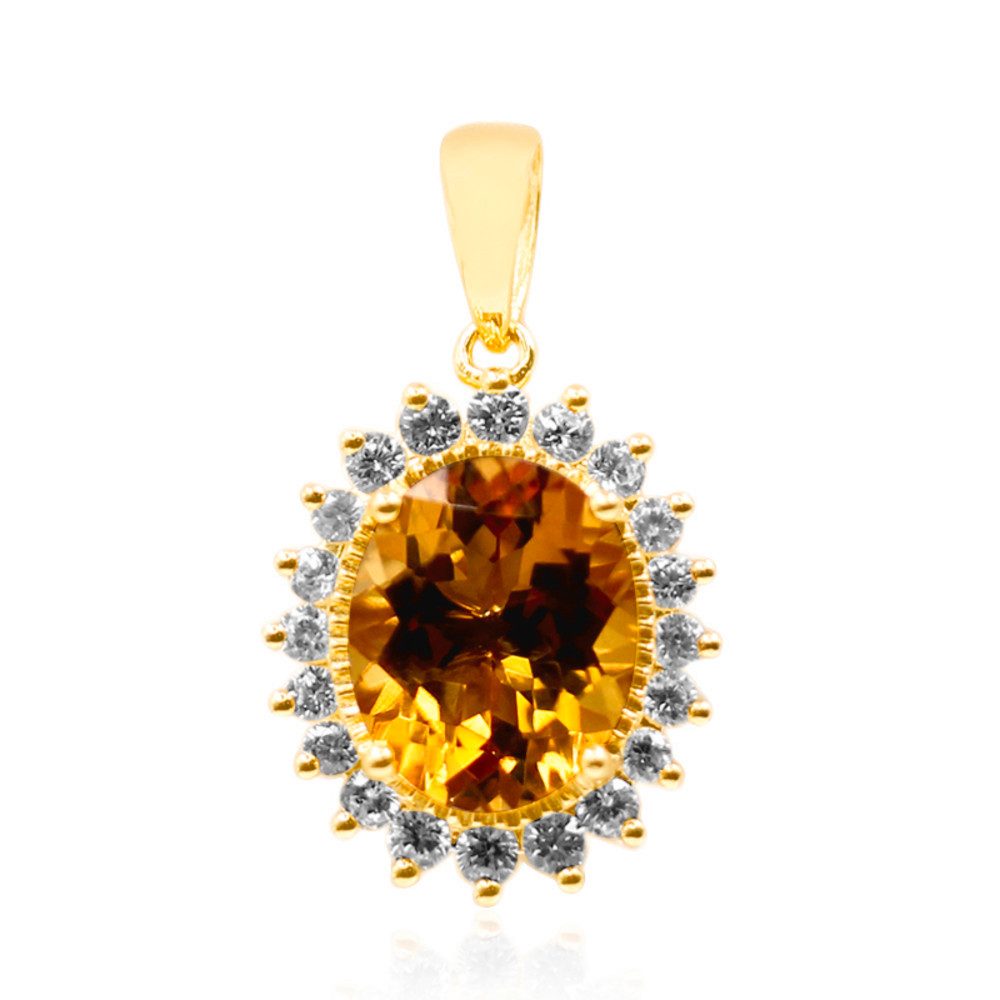Cavill Kettenanhänger Cavill Anhänger 925 Silber vergoldet, 3,32 ct Cognac Skapolith Oval (1-tlg)