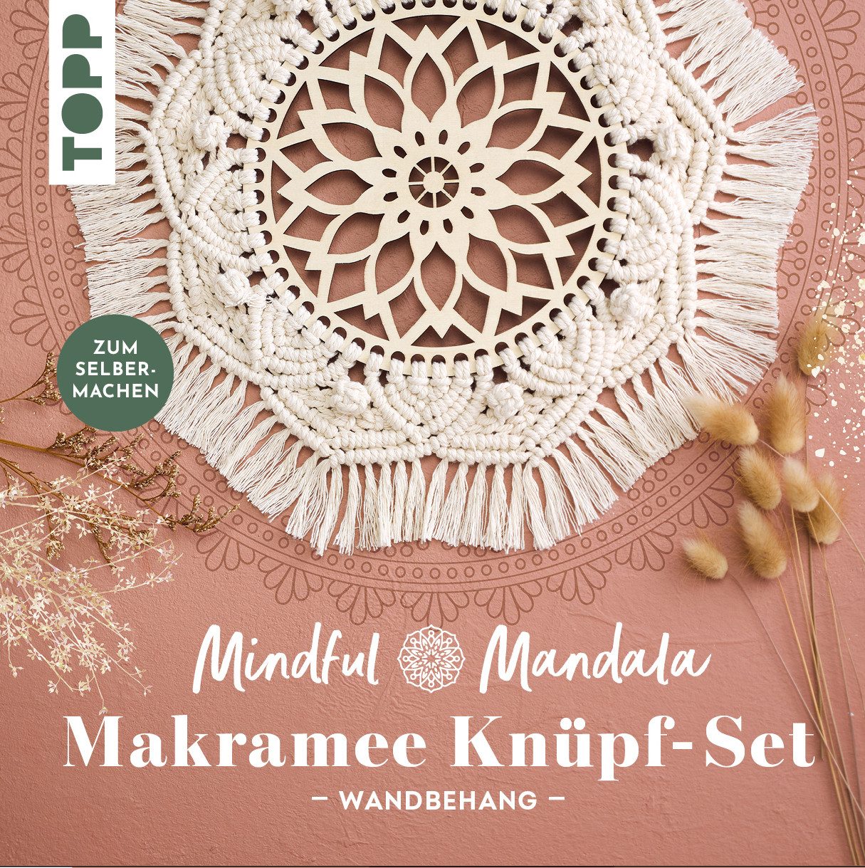 Topp Kreativset Mindful Mandala - Makramee-Knüpf-Set 'Wandbehang, 21 cm x 21 cm