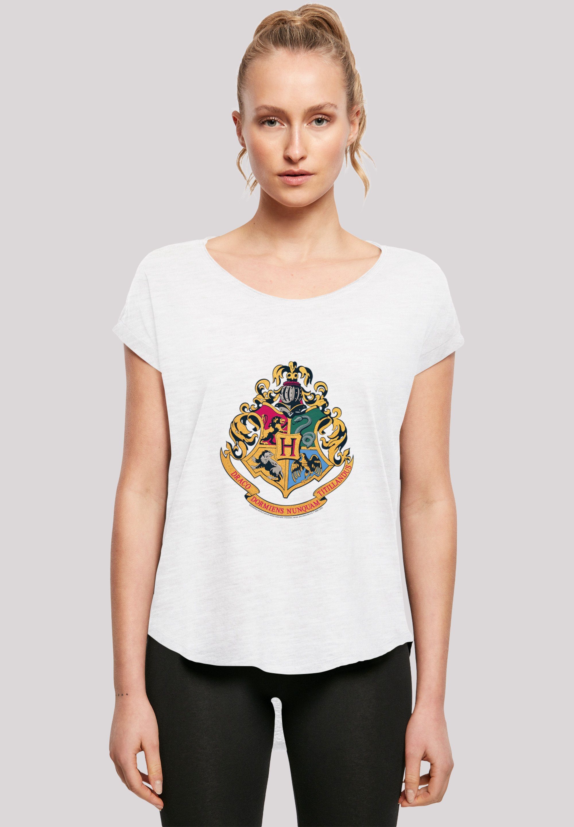 F4NT4STIC T-Shirt Harry Potter Hogwarts Crest Gold Print, Sehr weicher  Baumwollstoff mit hohem Tragekomfort