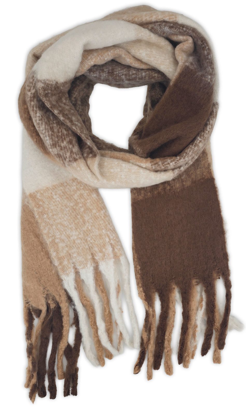 styleBREAKER XXL-Schal Karo Webschal mit langen Fransen, (1-St) günstig online kaufen