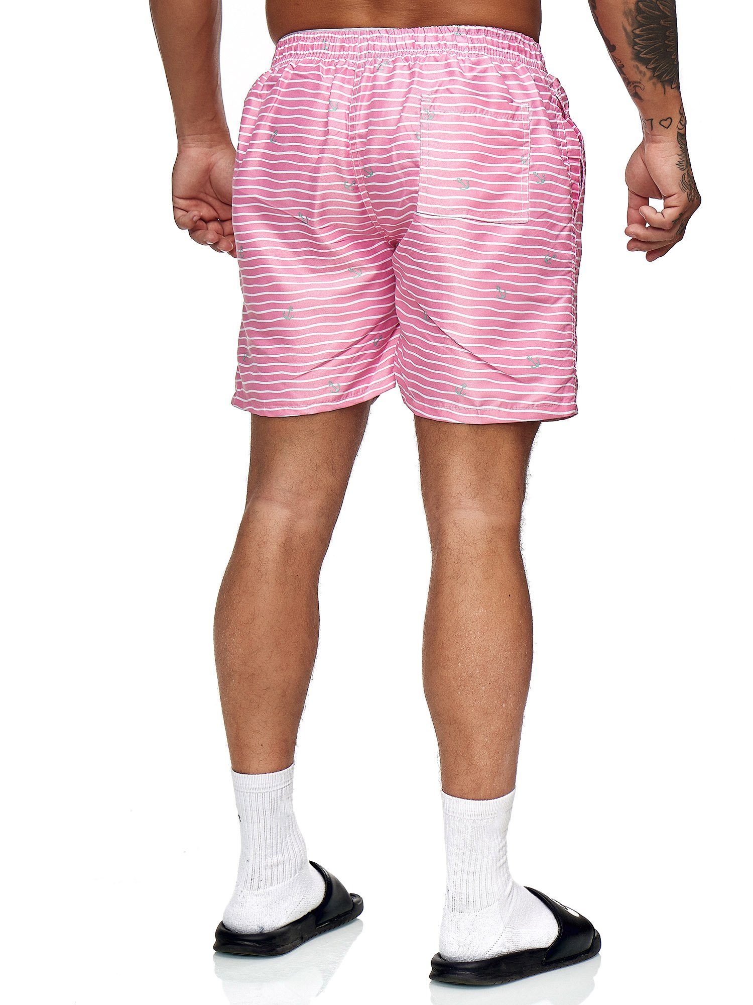 OneRedox Shorts modischem Freizeit Hose im Casual Bermudas 1-tlg., 500 Rosa (Kurze BH200 Sweatpants, Fitness Design)