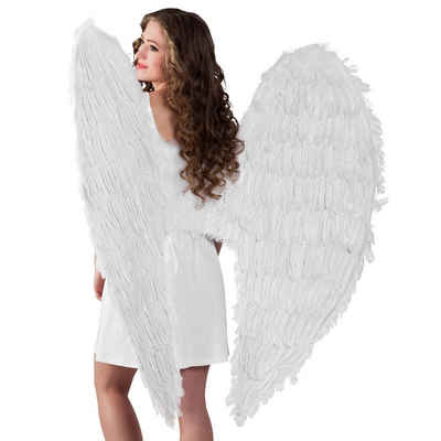 Boland Kostüm-Flügel Weiße Federflügel 120 x 120 cm, Große Engelsflügel aus echten Federn
