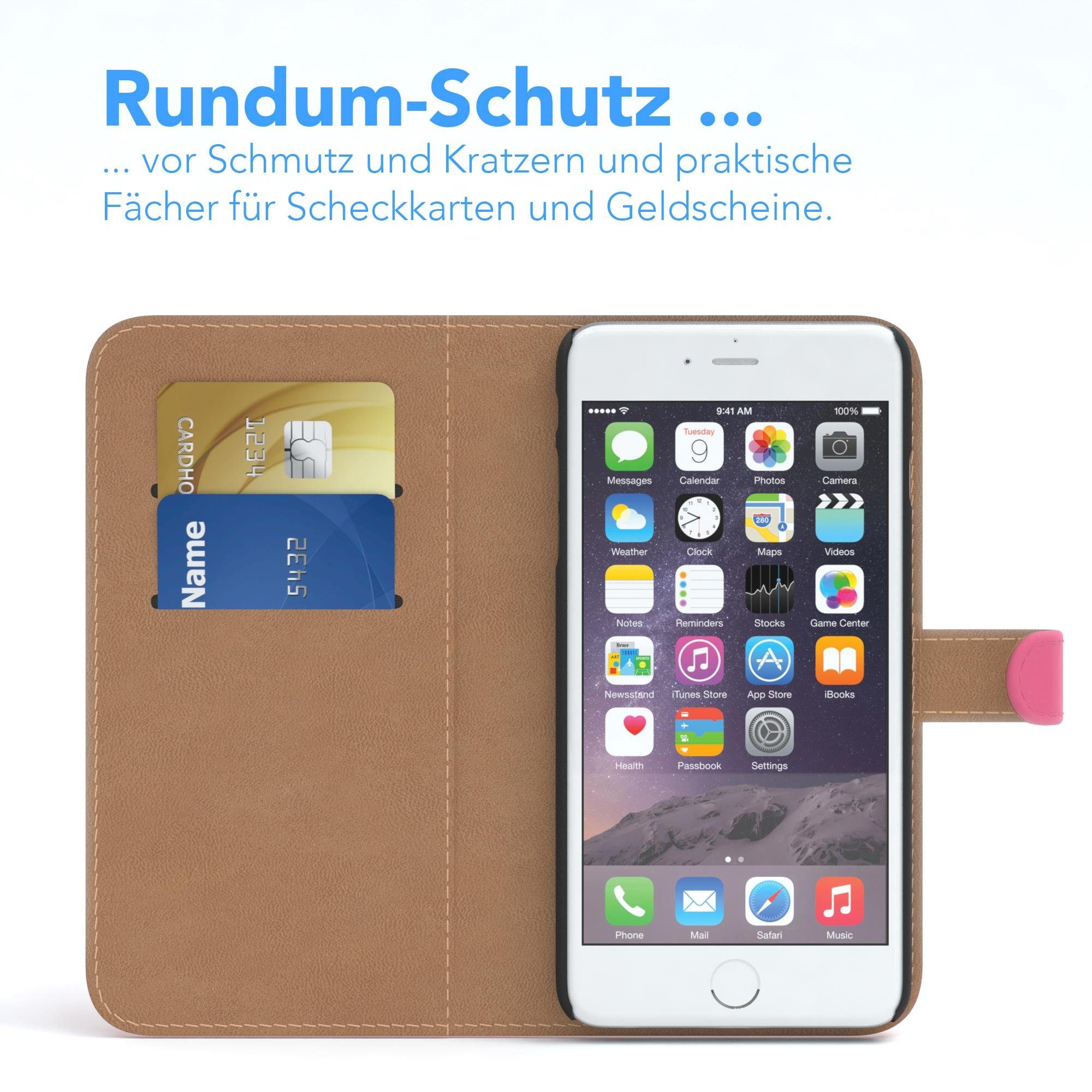 EAZY CASE Handyhülle Bookstyle Farbig für Apple iPhone 6 / iPhone 6s, Schutzhülle mit Standfunktion Kartenfach Handytasche aufklappbar Etui