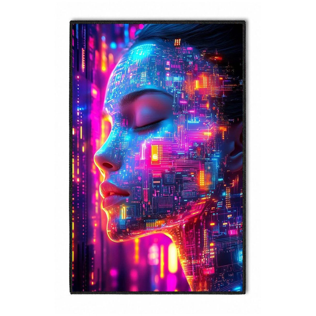 Jumpeak Teppich Cyberpunk-Teppich, ideales Geschenk, strapazierfähig und weich, Rechteck, Höhe: 5 mm, Rectangular, 5mm dick, faux cashmere, indoor rug, machine-washable rug