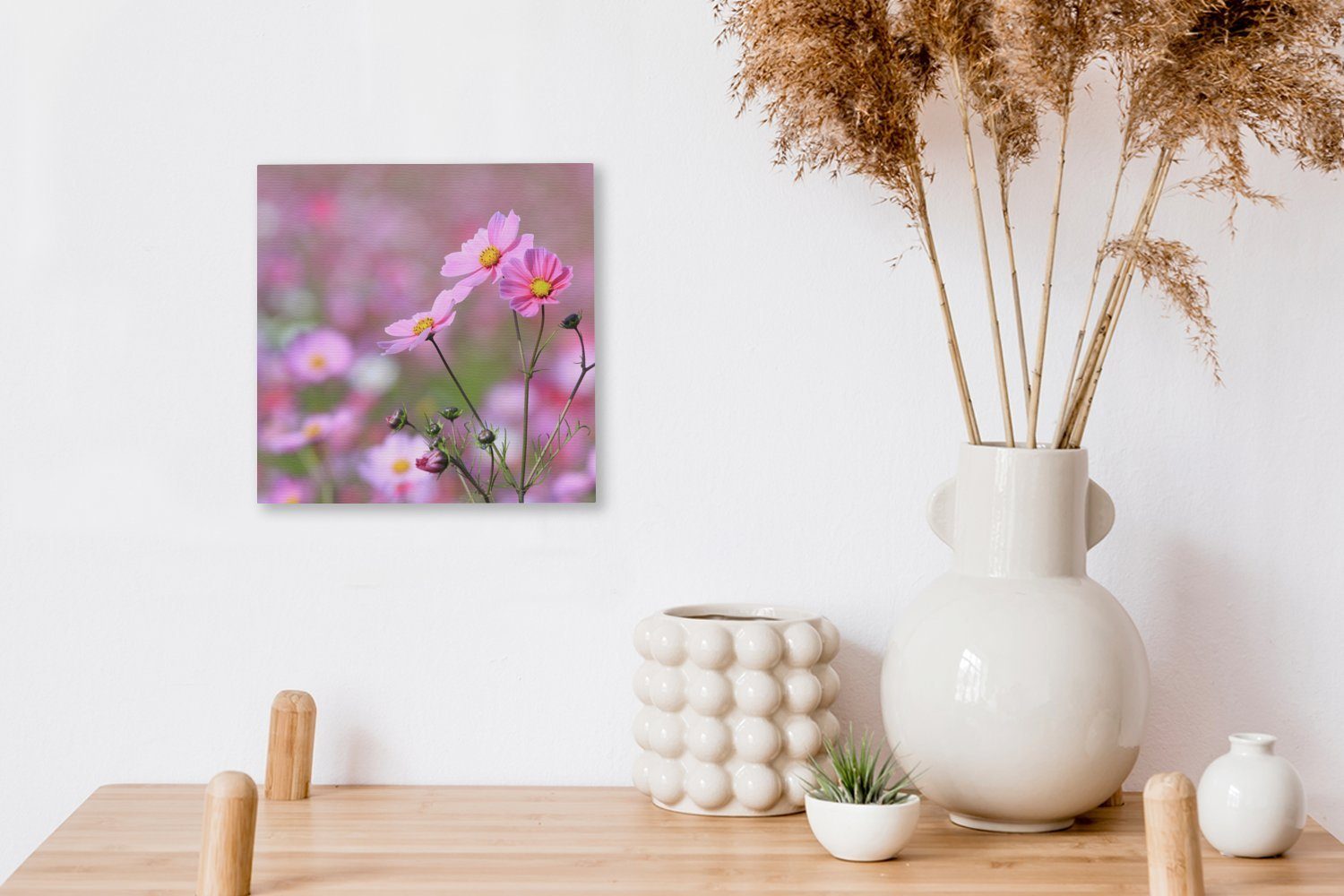 Draußen Leinwand Leinwandbild Blumen Rosa, Schlafzimmer - - St), für Wohnzimmer OneMillionCanvasses® (1 Bilder