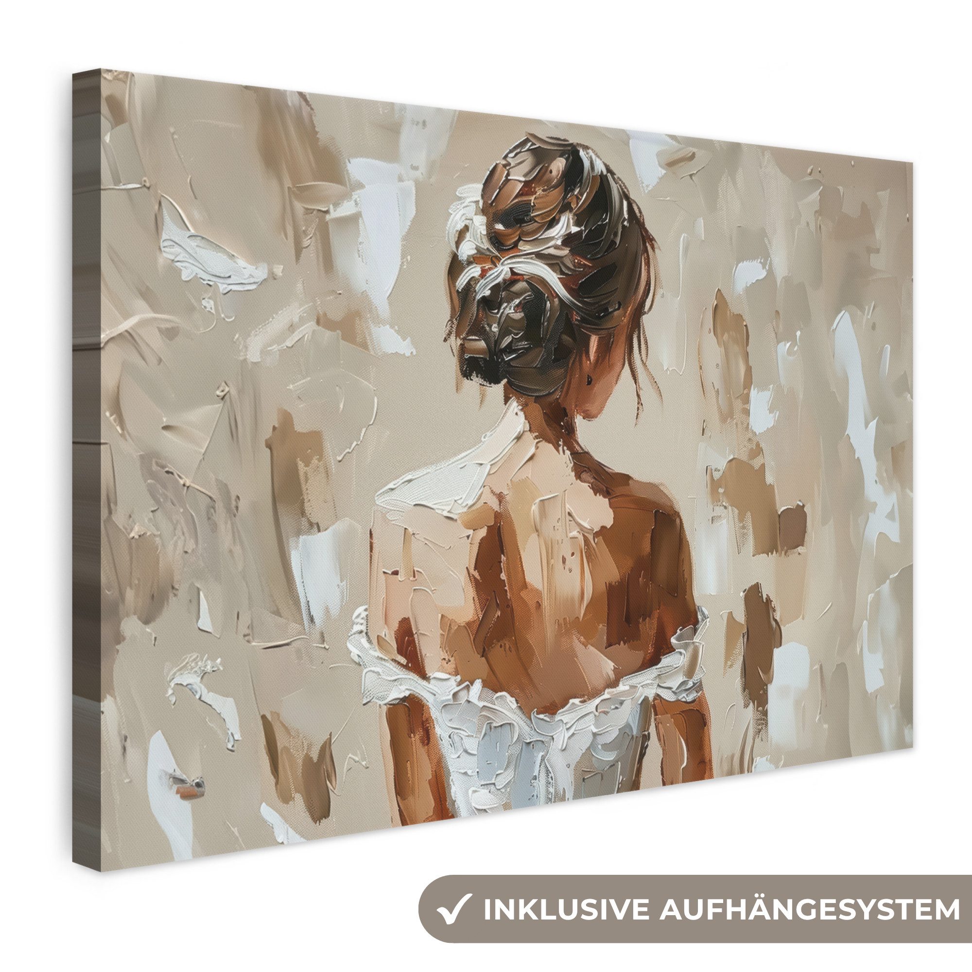 OneMillionCanvasses® Leinwandbild Frau - Farbe - Abstrakt - Beige - Modern, Fotodruck (1 St), Leinwand Bilder Klein, Wand Dekoration Aesthetic 30x20 cm