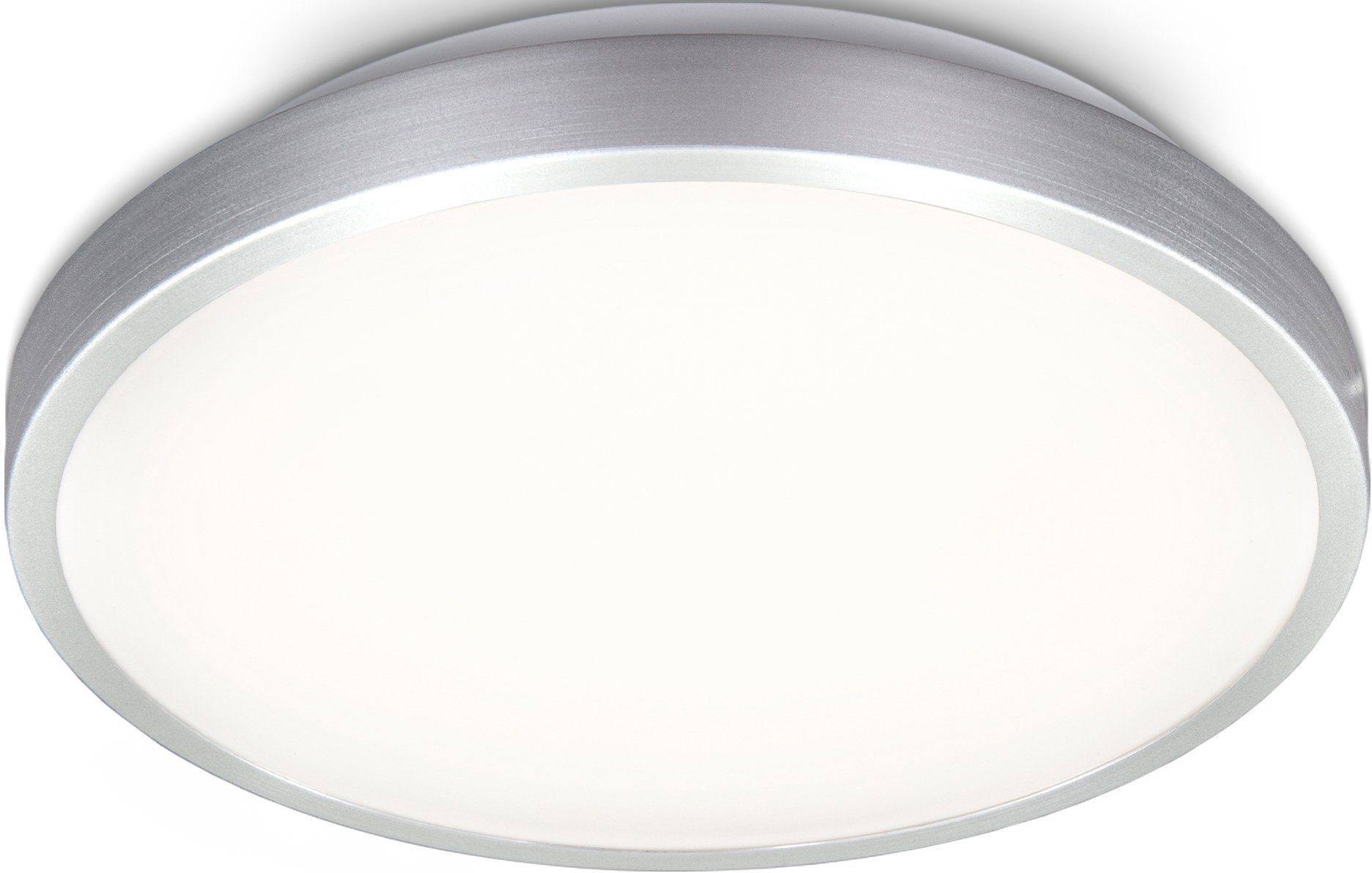 B.K.Licht LED Deckenleuchte BK_DL1302 LED Deckenleuchte, indirektes Licht, 3.000K warmweißes Licht, LED fest integriert, Warmweiß, Aluminiumfarbig-weiß, 12W, 1.200Lm, Ø28,8cm | Deckenlampen