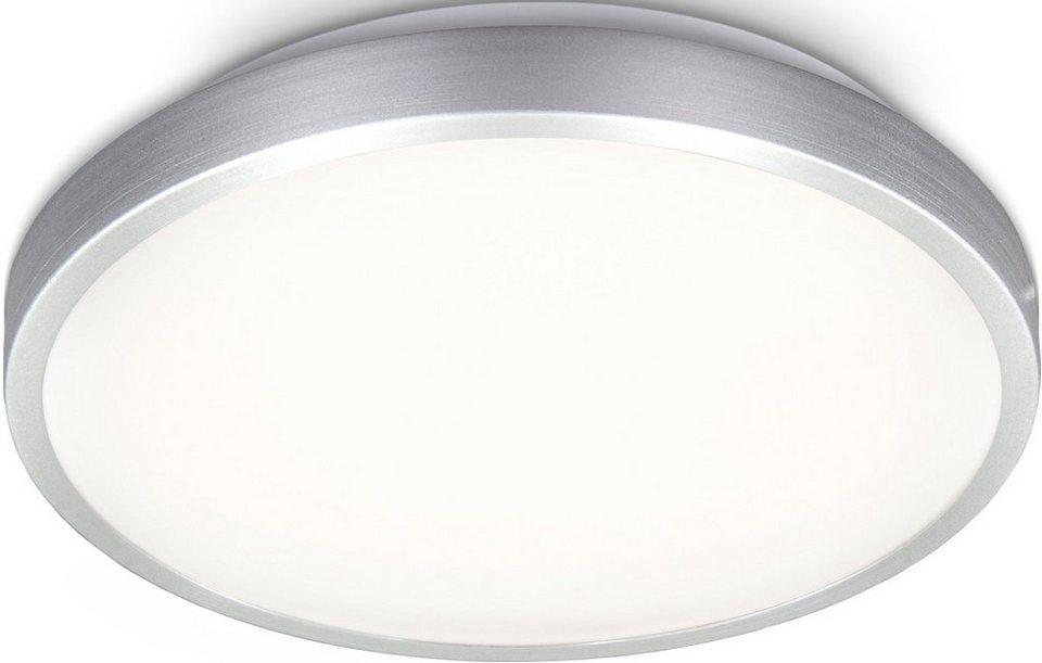 B.K.Licht LED Deckenleuchte BK_DL1302 LED Deckenleuchte, indirektes Licht, 3.000K  warmweißes Licht, LED fest integriert, Warmweiß, Aluminiumfarbig-weiß, 12W,  1.200Lm, Ø28,8cm