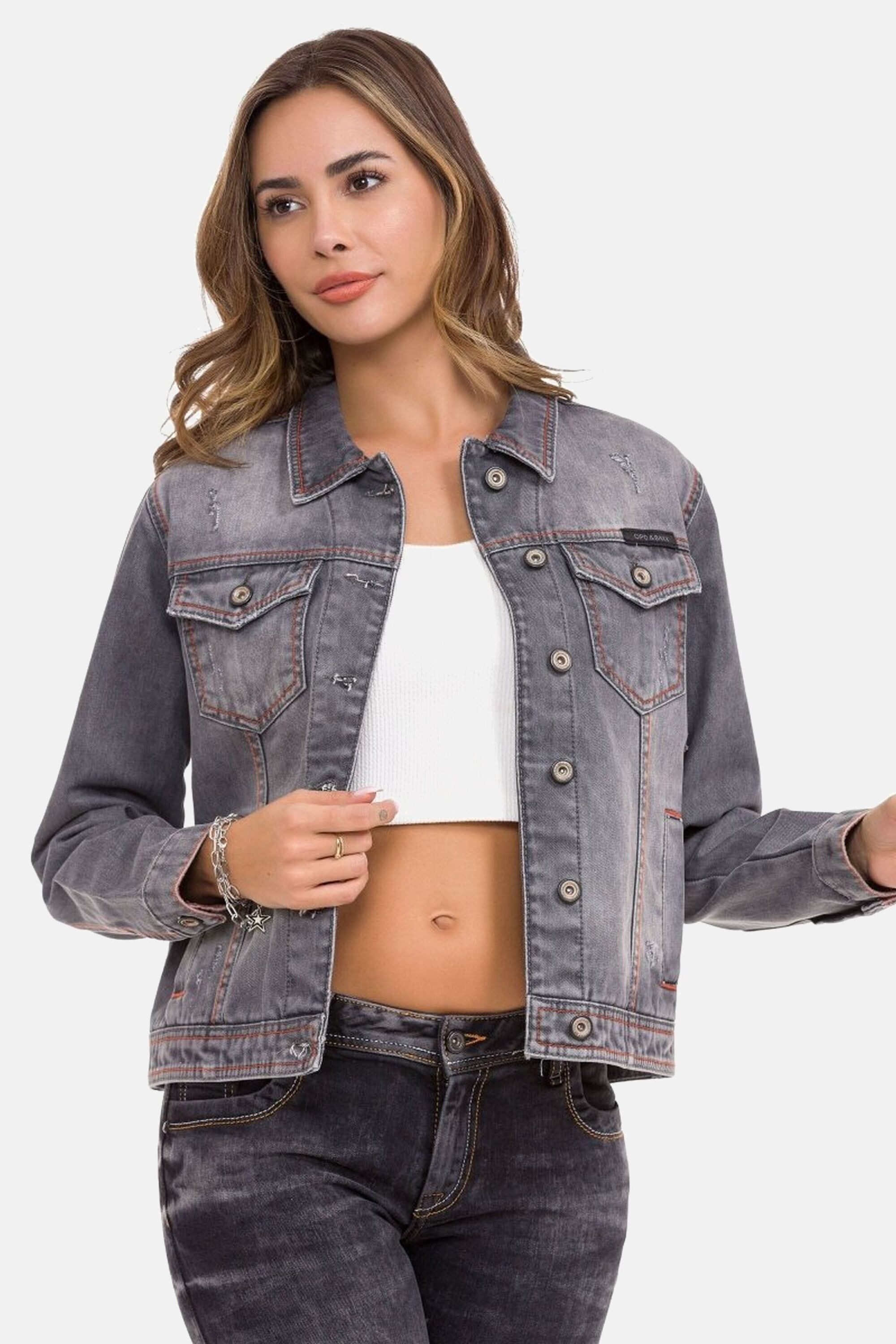 Cipo & Baxx Jeansjacke Jeansjacke mit kontrastfarbenen Nähten, WJ206 günstig online kaufen