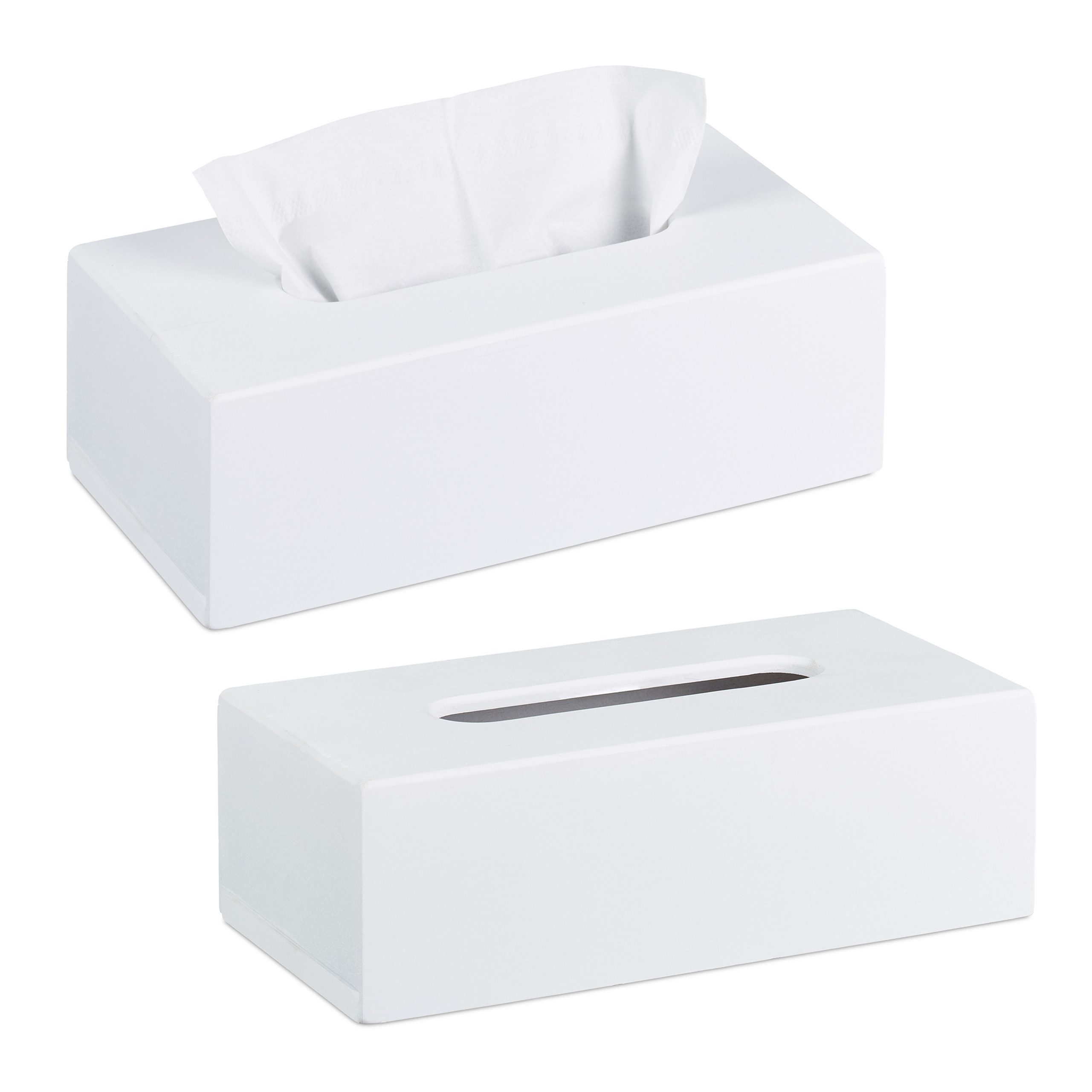 Kosmetikbox 2 x Bambus Tücherbox weiß
