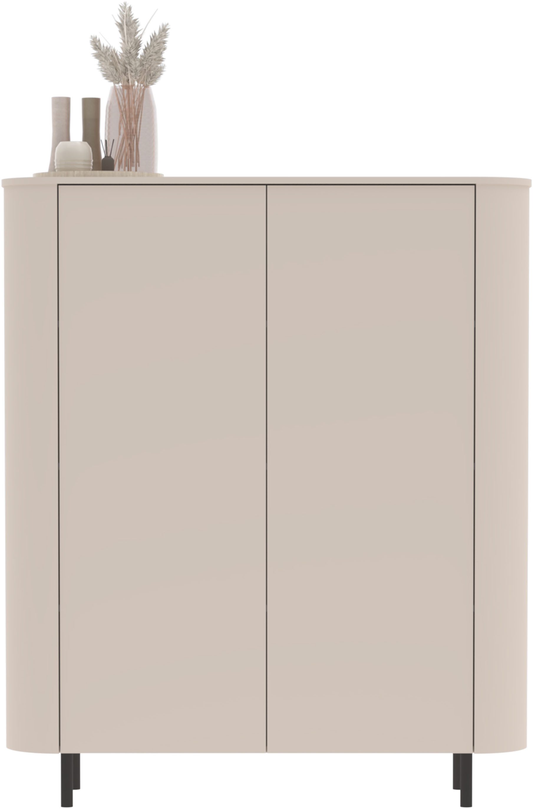 OTTO home Highboard Lido, B/H 131/154 cm, 2 Türen, Stauraumschrank, Hochkommode, Formgebogenes MDF, Stirnseiten mit Rundung, Push-to-open, Metallfüße