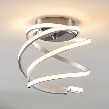 Lindby LED Deckenleuchte Haniya, dimmbar, LED-Leuchtmittel fest verbaut, warmweiß, Modern, Metall, Kunststoff, aluminium, weiß, 3 flammig, inkl.