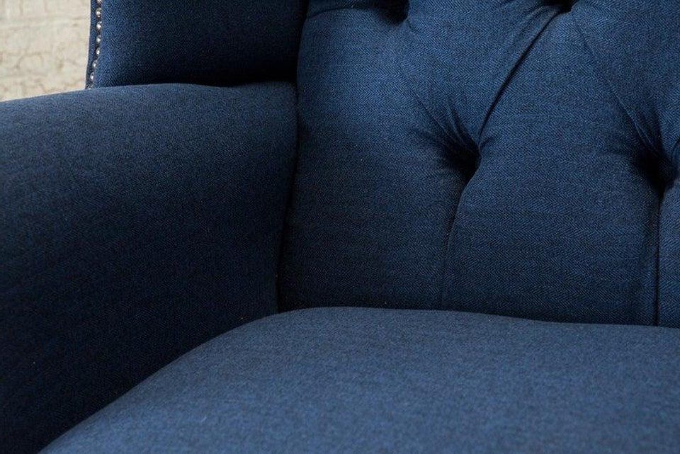 Xlmoebel Ohrensessel Design Chesterfield 1-Sitzer Stoff Sofa Polster Couch, Made in Europa