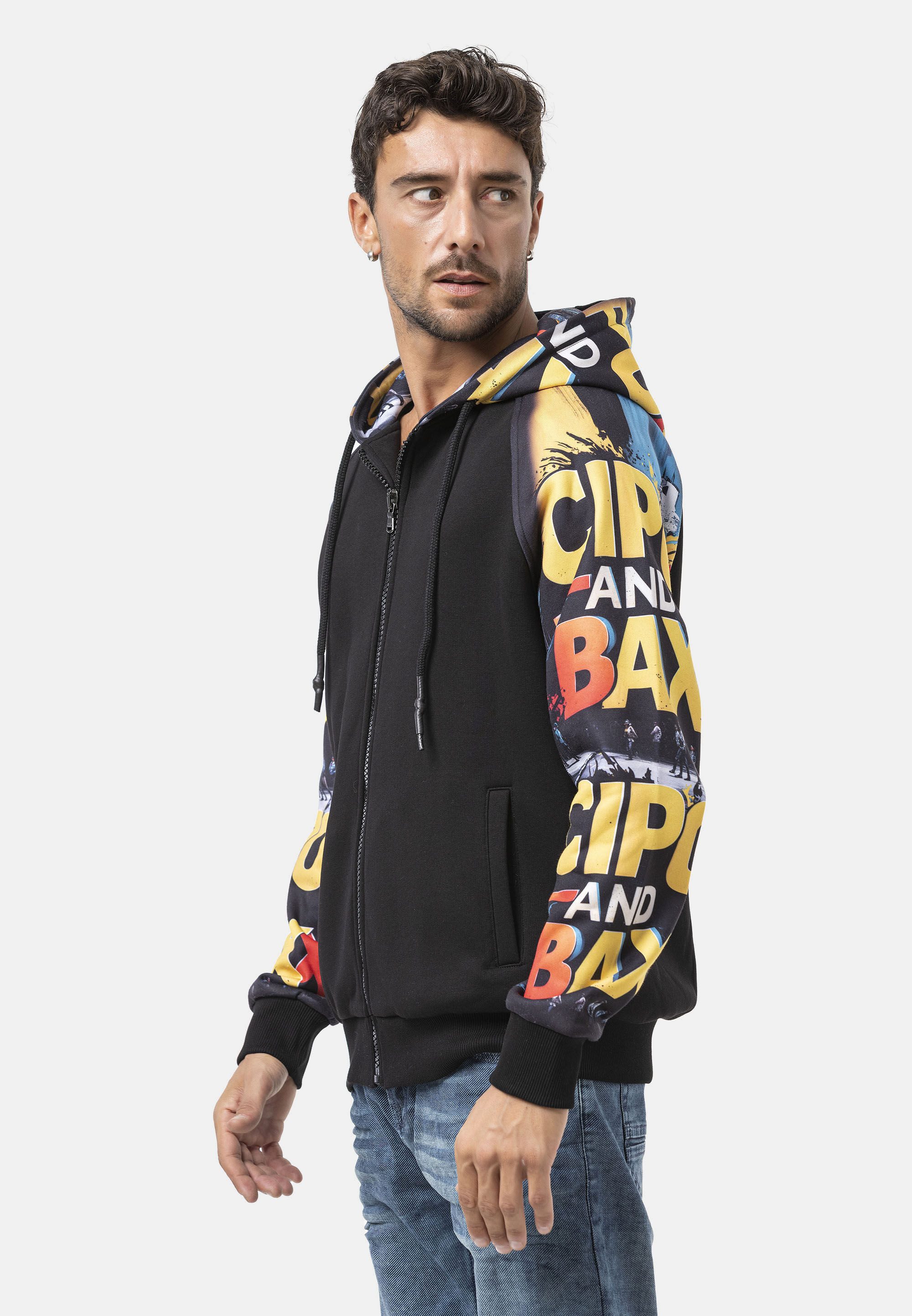 Cipo & Baxx Strickjacke CL589 (1-tlg) mit knalligen Comic-Grafiken auf den Ärmeln