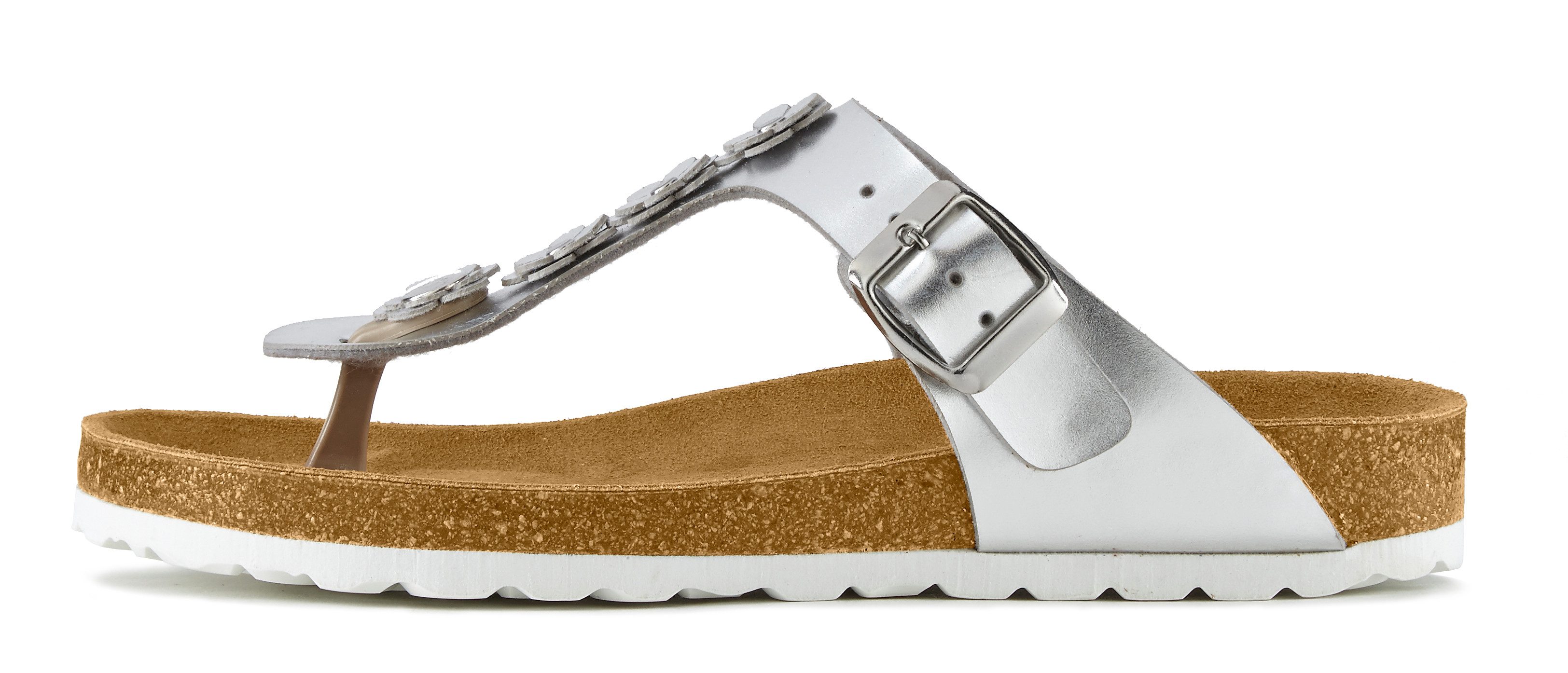 LASCANA Sandale, Pantolette, offener Schuh, Sommerschuh, Zehentrenner mit komfortablem Korkfußbett