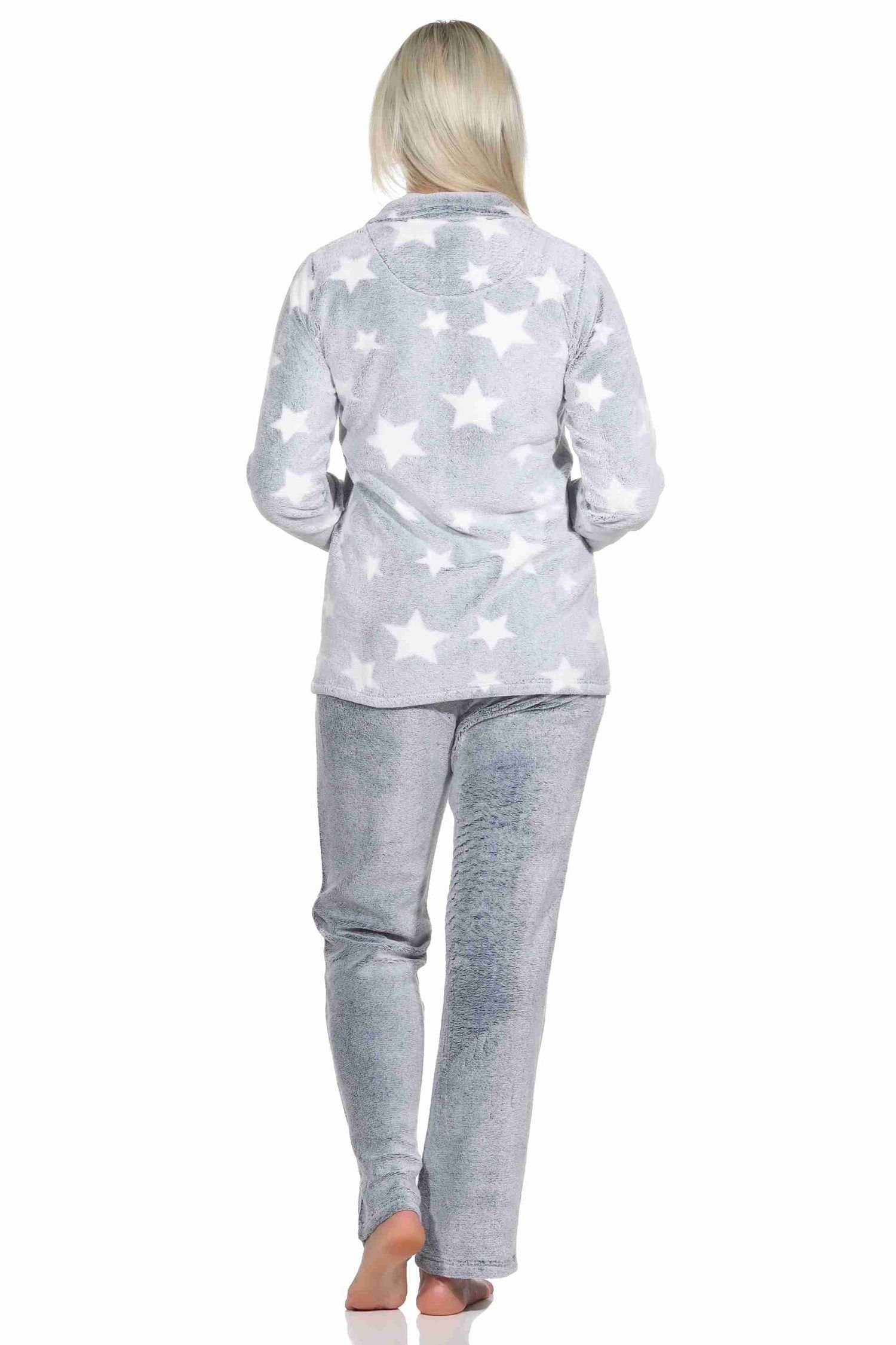 Normann Relaxanzug Damen Hausanzug in Sterneoptik aus kuschelig warmen Coralfleece