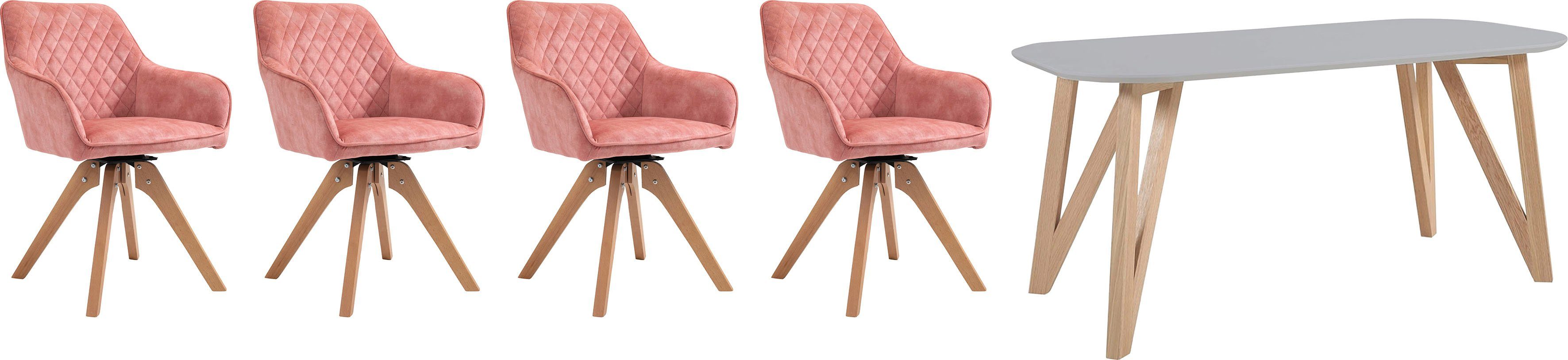 SalesFever Essgruppe Elegante Sitzgruppe, 5-teiliges Set: Samtverlour-Stühle und 160cm Tisch. Reduzierter Preis € 1.299,99. Unverbindliche Preisempfehlung € 2.499,00