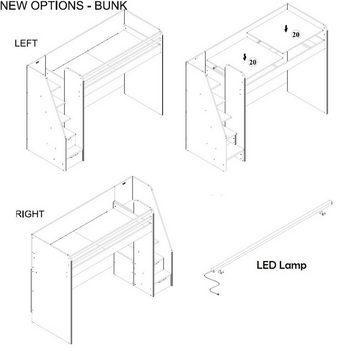 Möbel-Lux Kinderbett New Options, Almila Hochbett Kinderbett New Options mit USB und Treppe