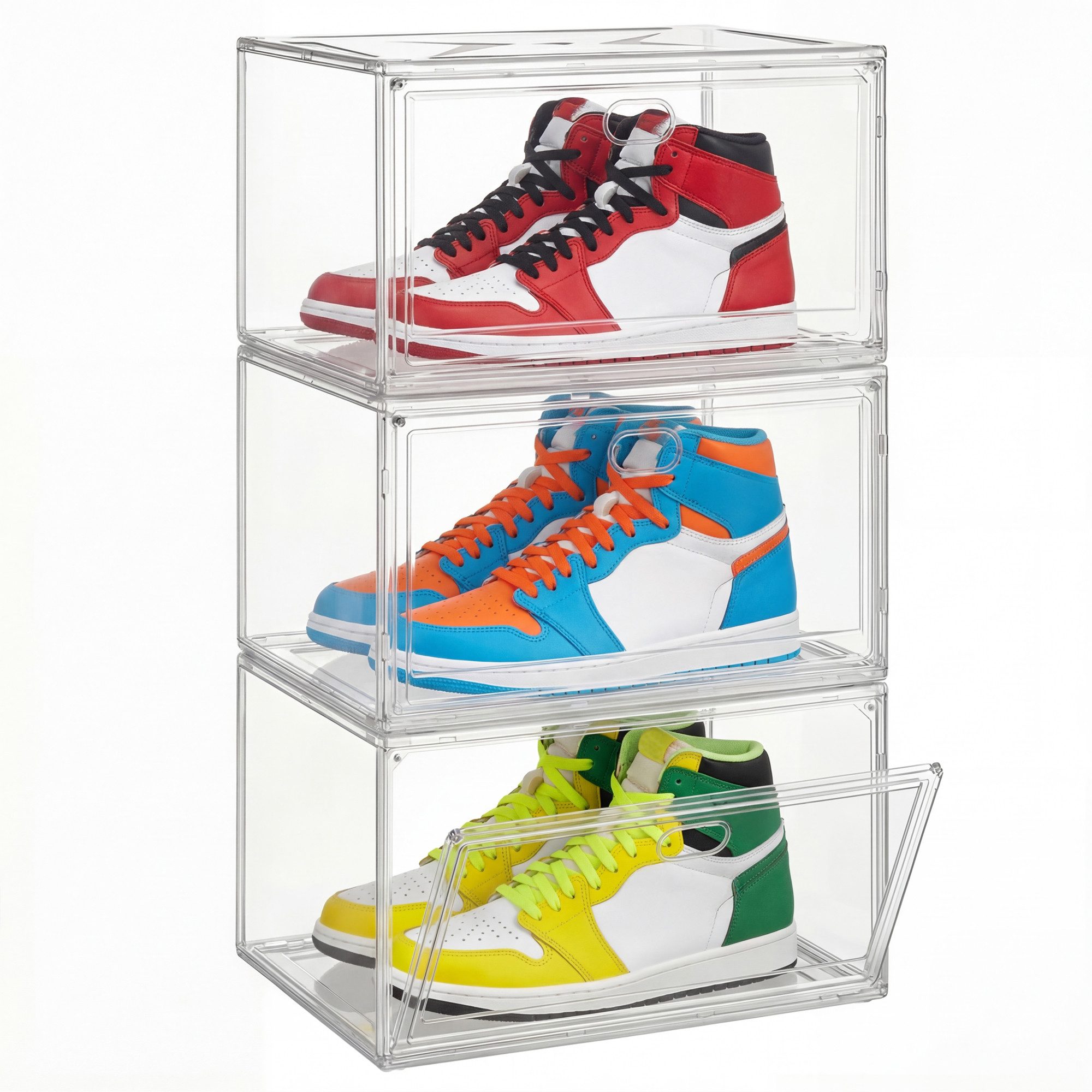 SONGMICS Schuhbox, Schuhboxen 3 / 6er Set, durchsichtig, für Schuhe bis Größe 47